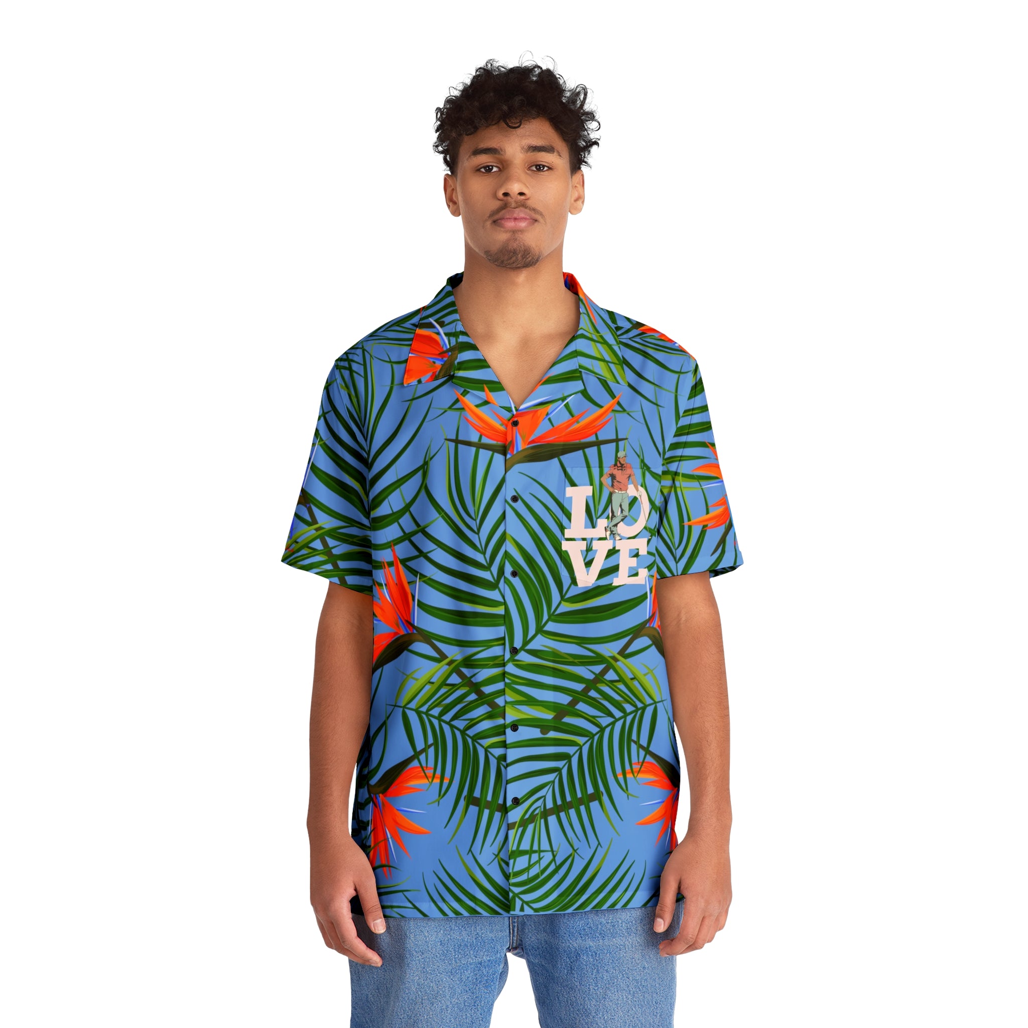 Rich Vibes Tropical RV Golfer's Love Chill Vibes - Men's Hawaiian Shirt (AOP)Light Blue