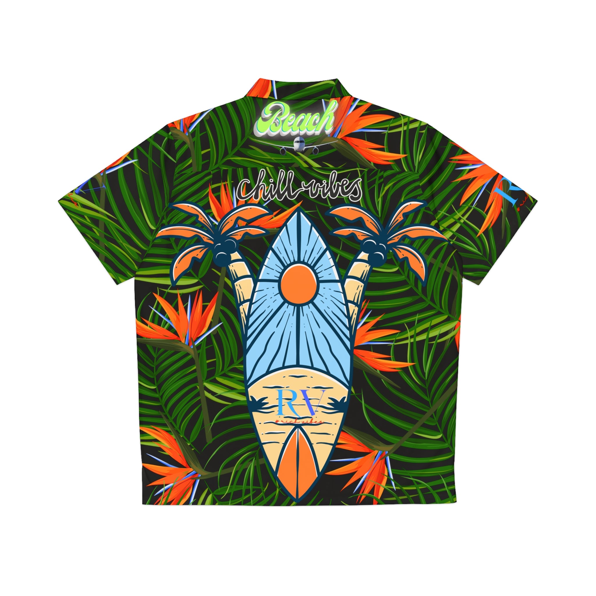 Rich Vibes Tropical RV Golfer's Love Chill Vibes - Men's Hawaiian Shirt (AOP)Black