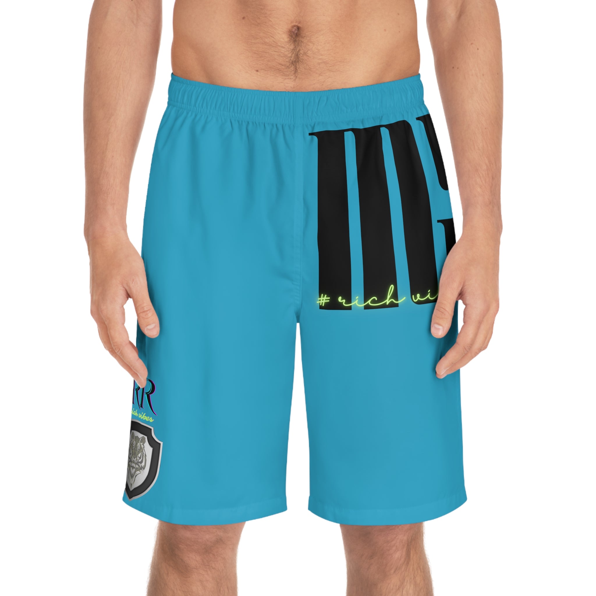 Rich Vibes Volt MG Tiger Shield Turquoise - Men's Board Shorts (AOP)