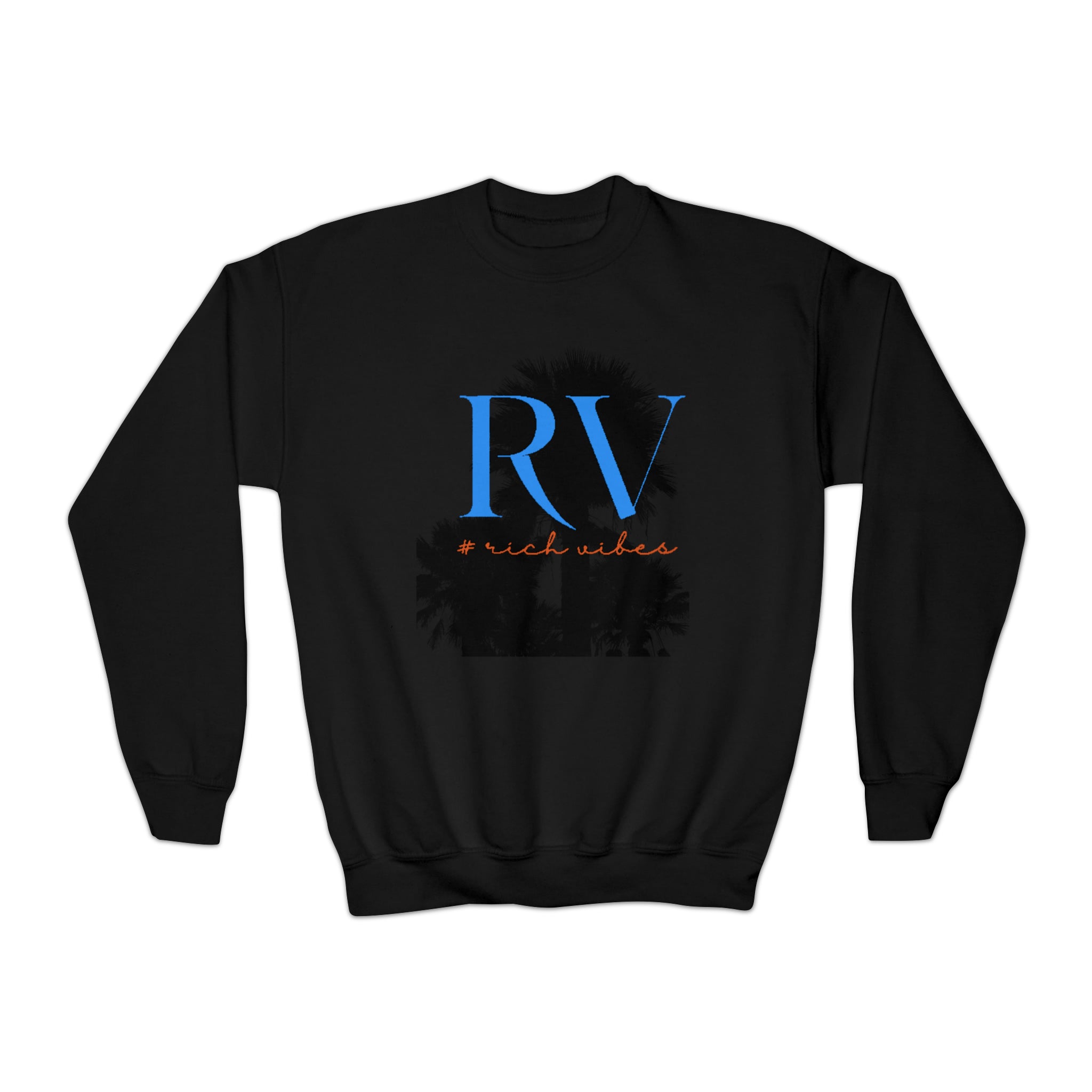 Rich Vibes RV Palm Tree - Youth Crewneck Sweatshirt