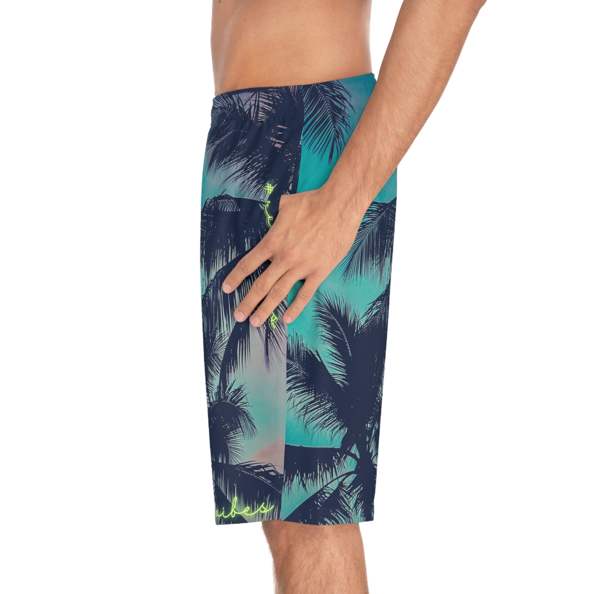 Rich Vibes Volt Teal Blue Tiger Shield Turquoise - Men's Board Shorts (AOP)