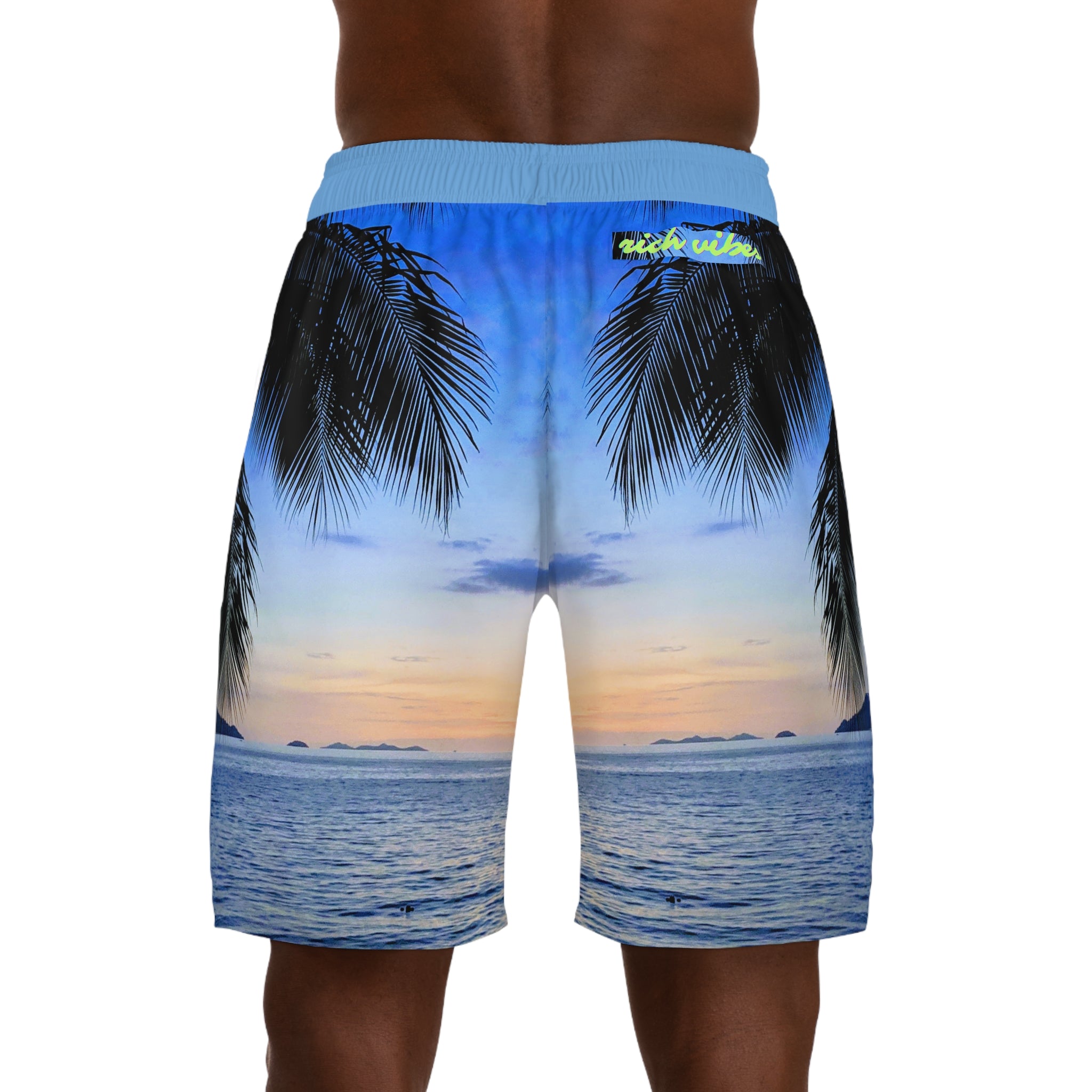 Rich Vibes Volt Blue Sky Sunset - Men's Jogger Shorts (AOP)Light Blue