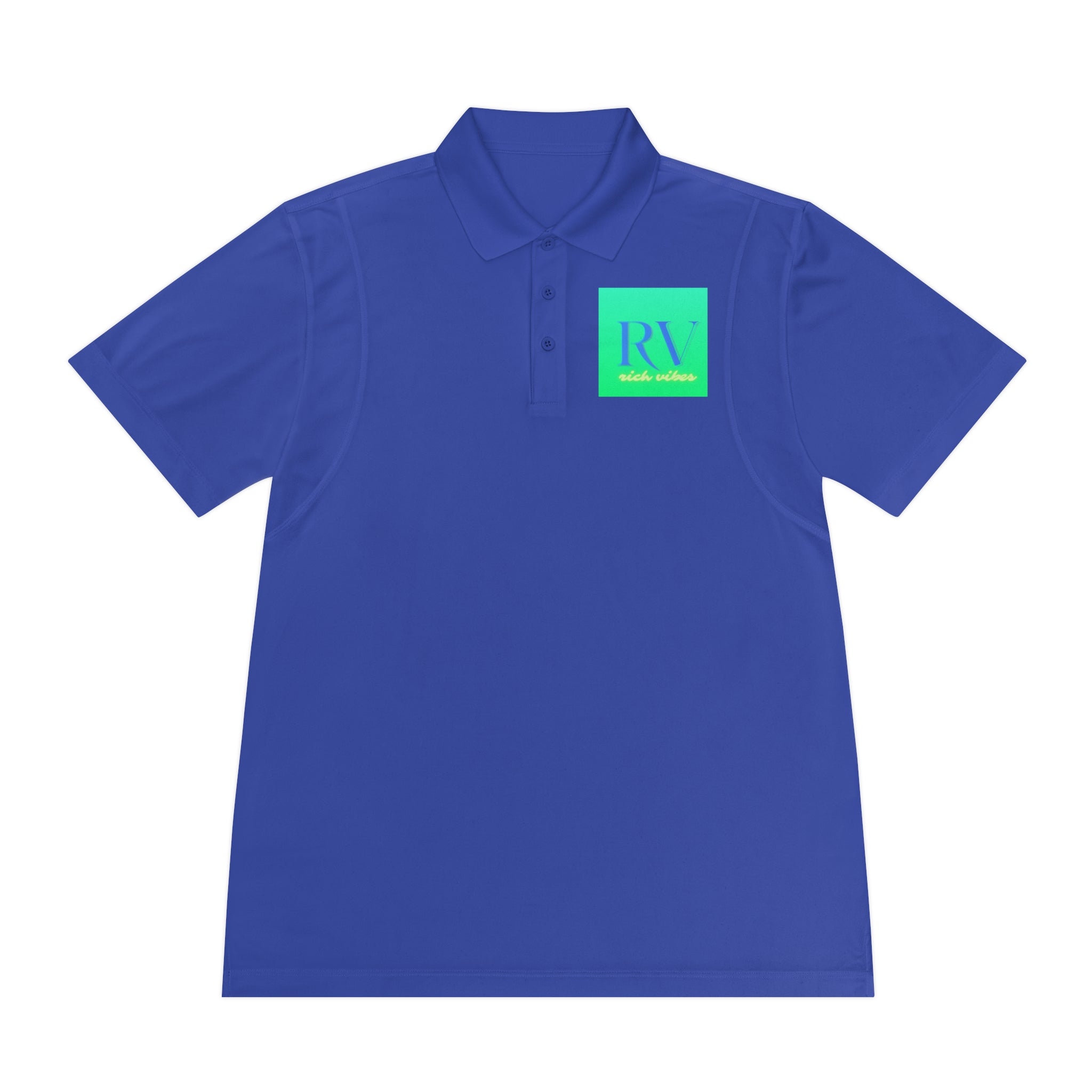 Rich Vibes RV Palm Tree Tropical Sea Green Back Logo 2.0 - Men's Sport Polo Shirt