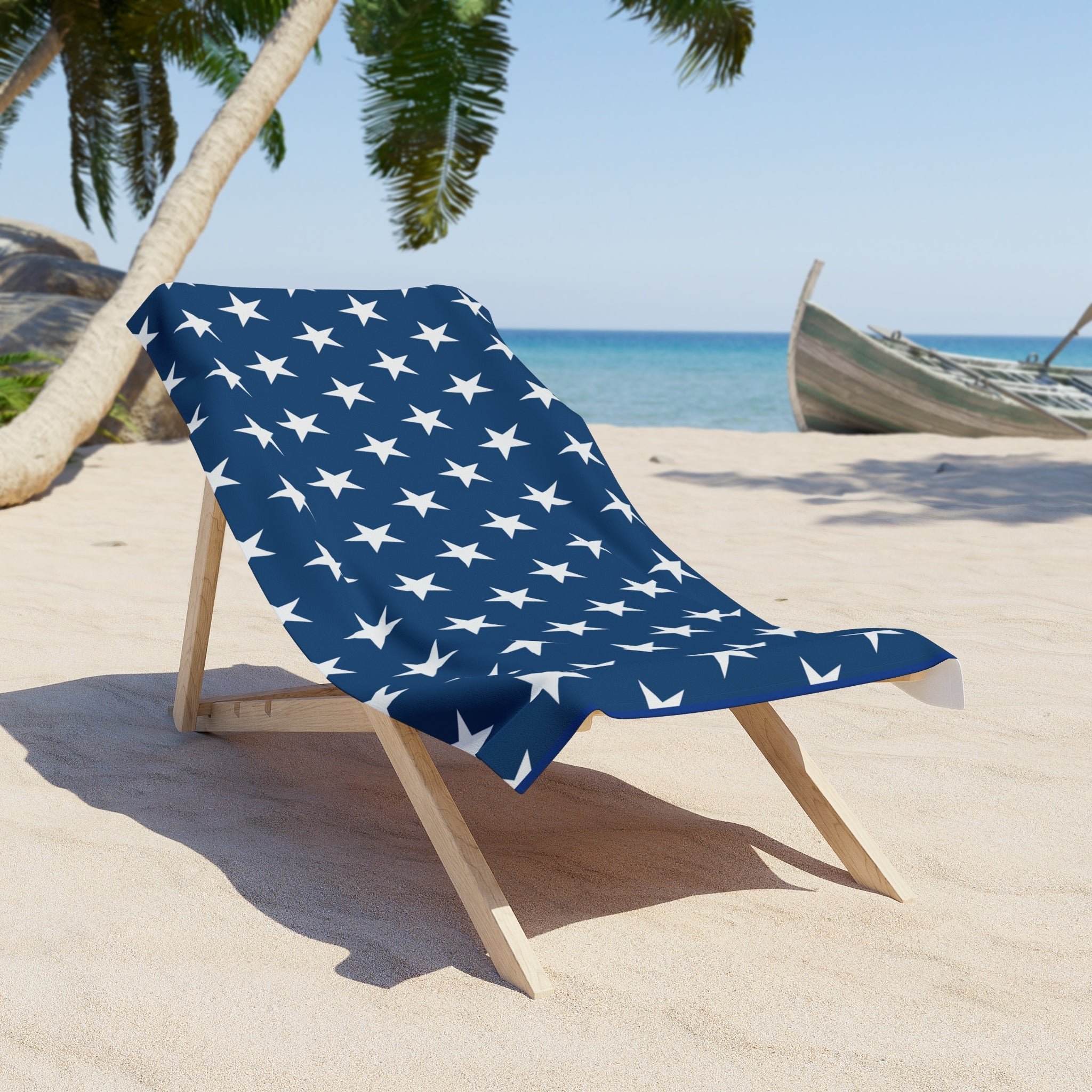 White Stars Beach Towel - Blue