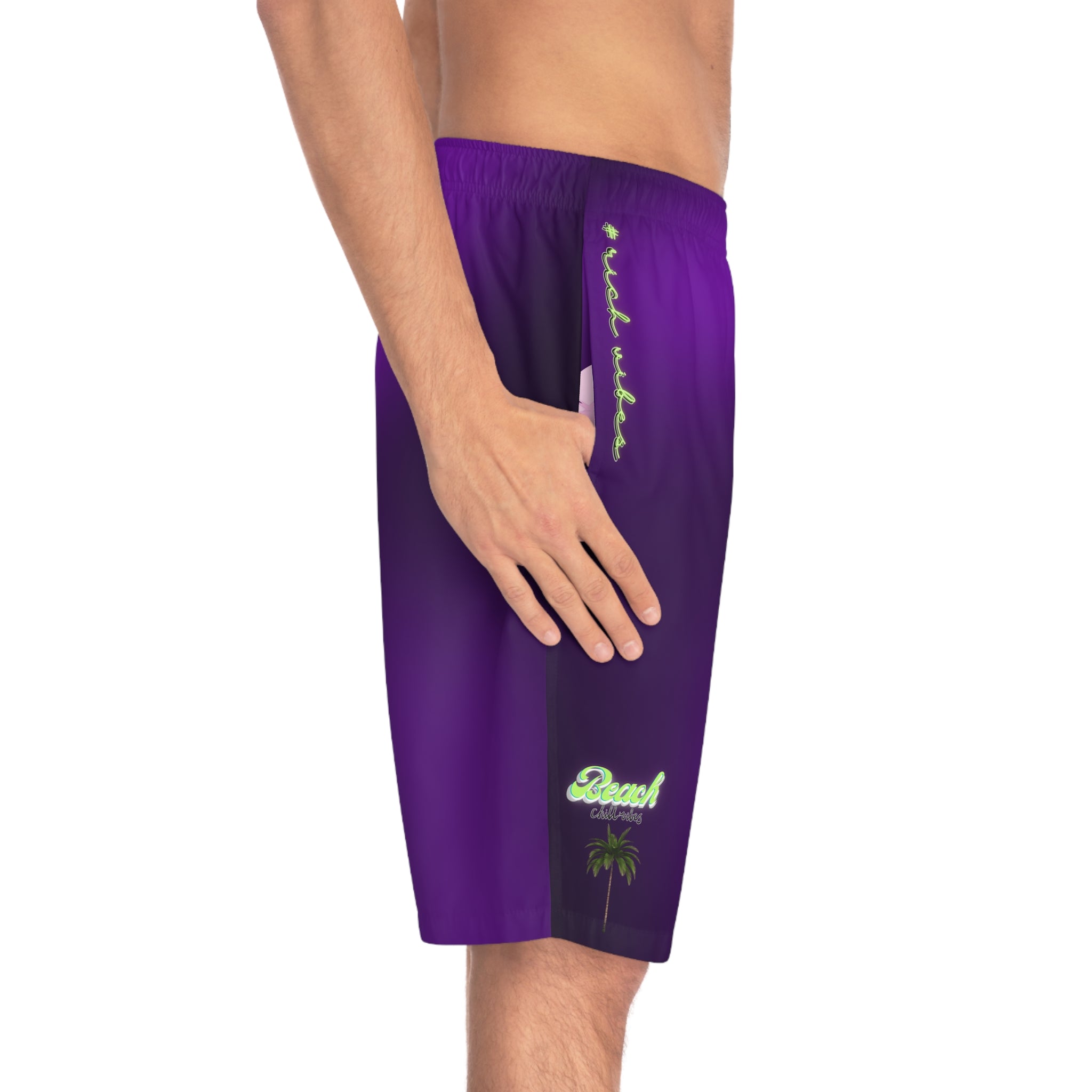 Rich Vibes Lime Green Tropical Beach Chill Vibes 1.0 - Men's Board Shorts (AOP)