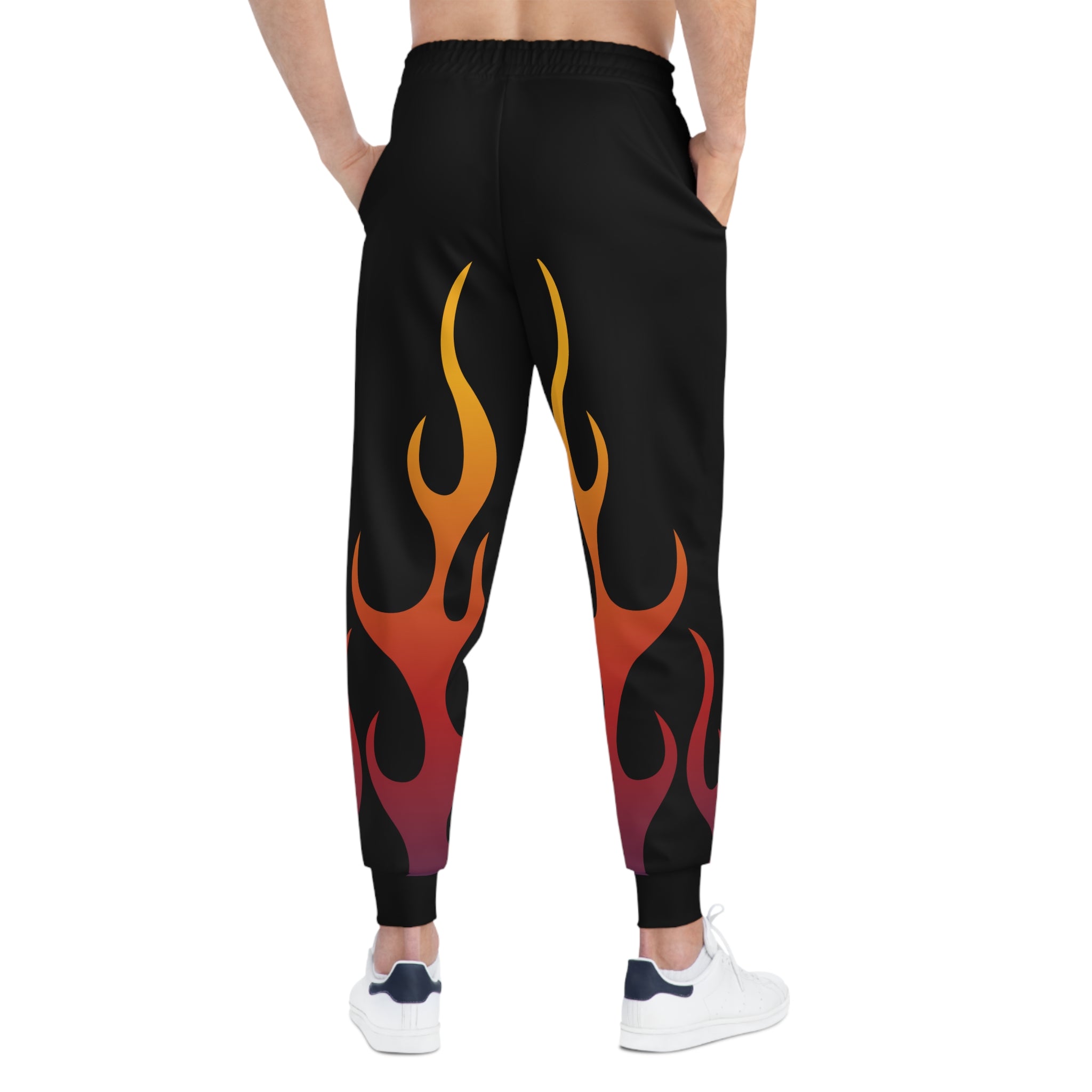 Rich Vibes Gothic Black Bird Flames City Skyline - Athletic Joggers (AOP) Black