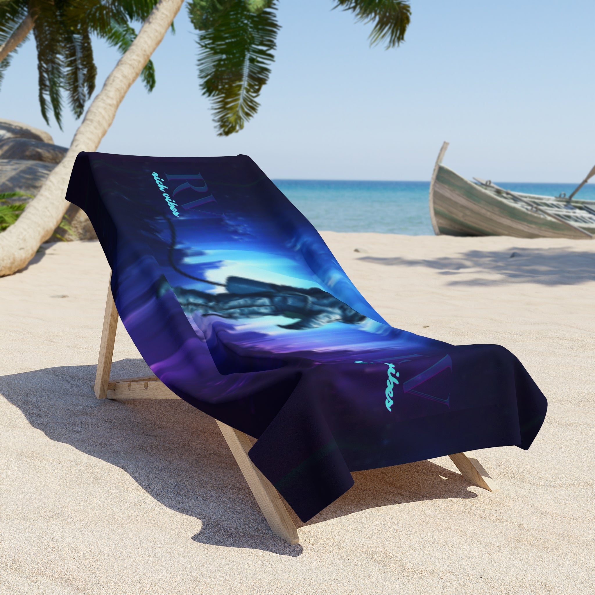 Rich Vibes RV Galaxy Astronaut  - Beach Towel - Black
