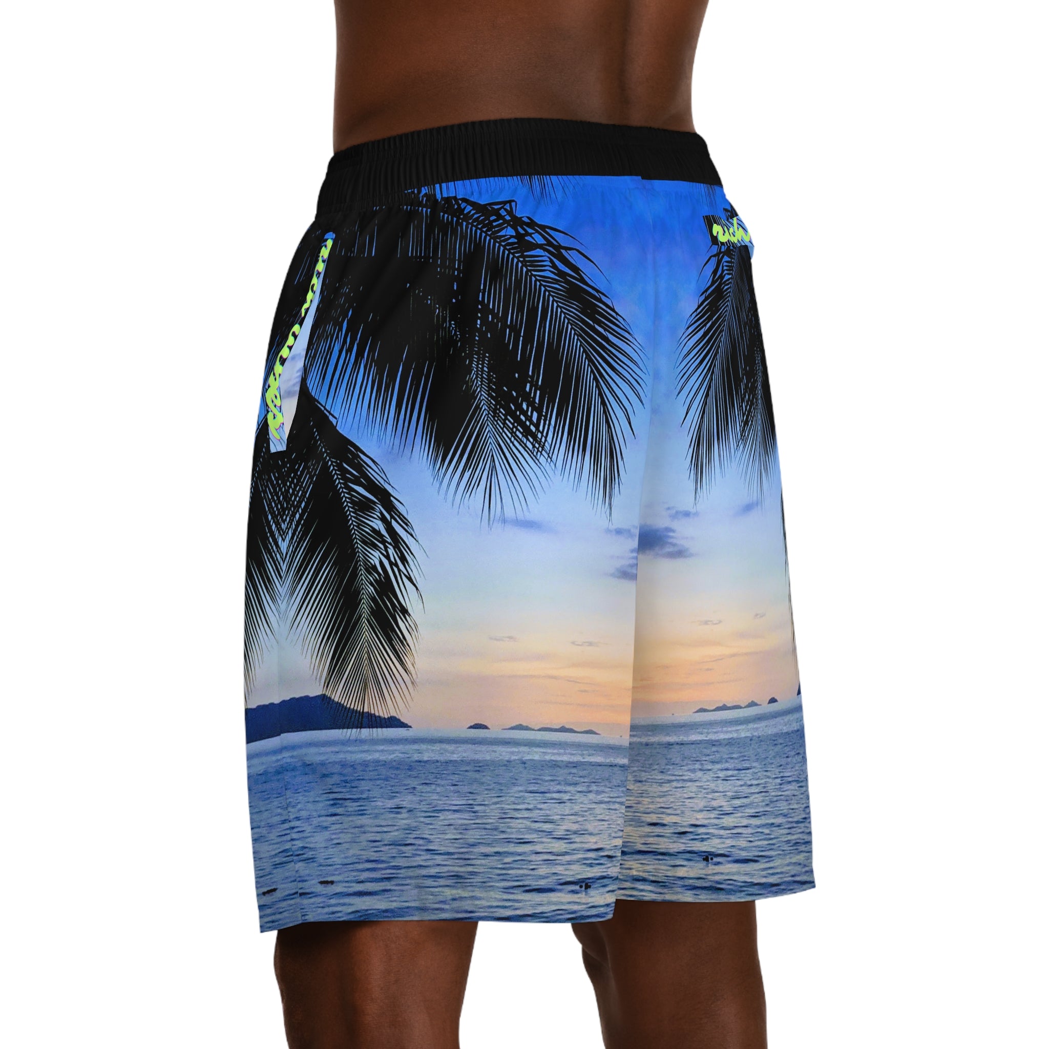 Rich Vibes Volt Blue Sky Sunset - Men's Jogger Shorts (AOP)Black