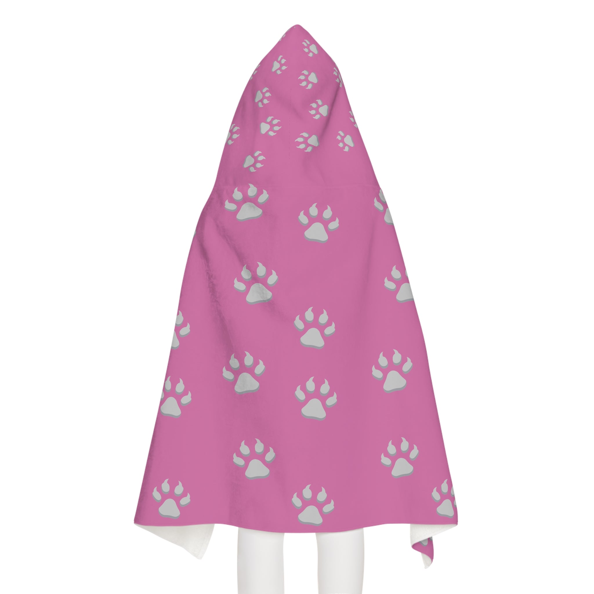 Tiger Cub Paw Print - Youth Hooded Towel (Light Pink)