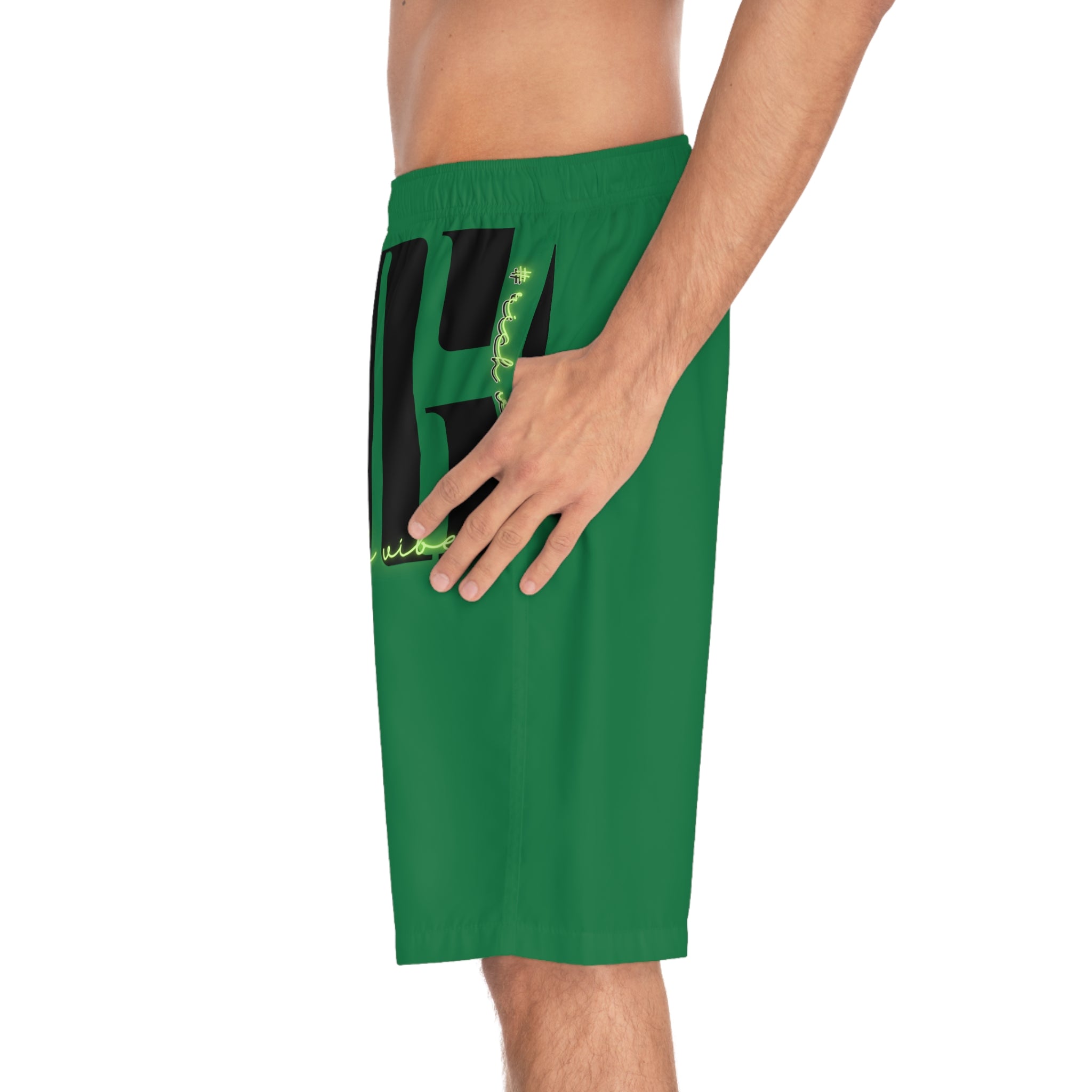 Rich Vibes Volt MG Tiger Shield Green - Men's Board Shorts (AOP)