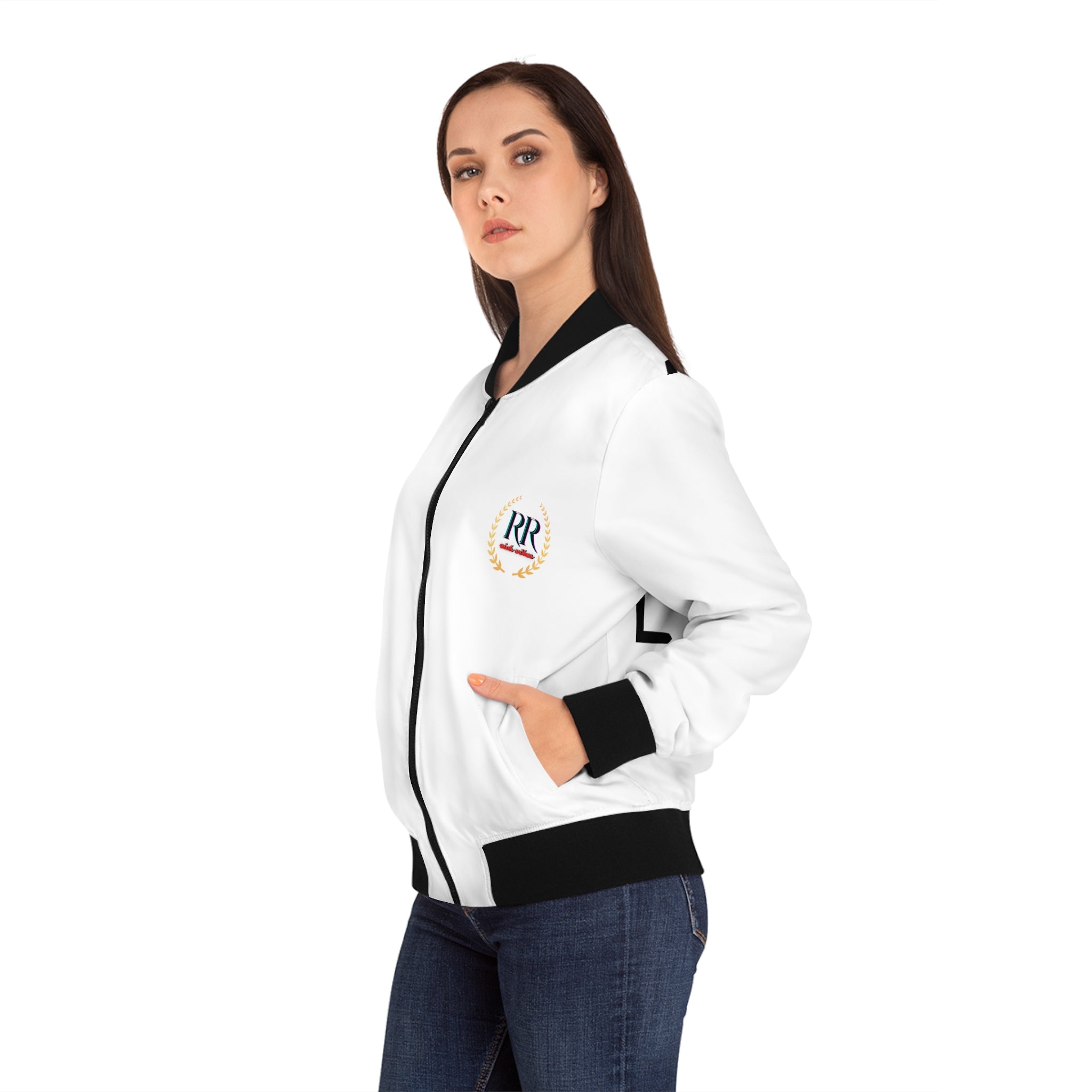 Rich Vibes RR B Eye of the Tiger - Women's Bomber Jacket (AOP) White