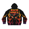 Rich Vibes Authentic Black Bird Flames City Skyline 1.5 - Men's Full-Zip Hoodie (AOP) Black