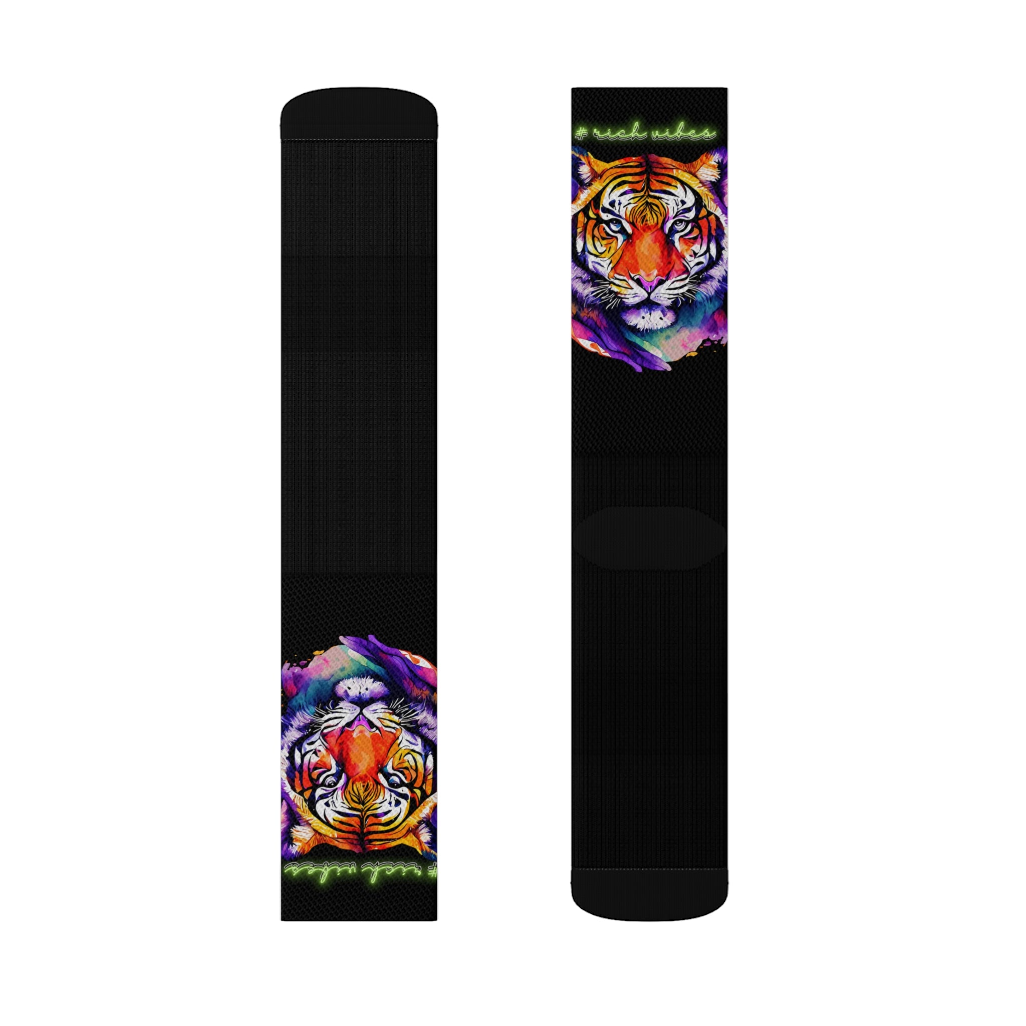 Rich Vibes Volt Tropical Jungle Tiger - Sublimation Socks Black