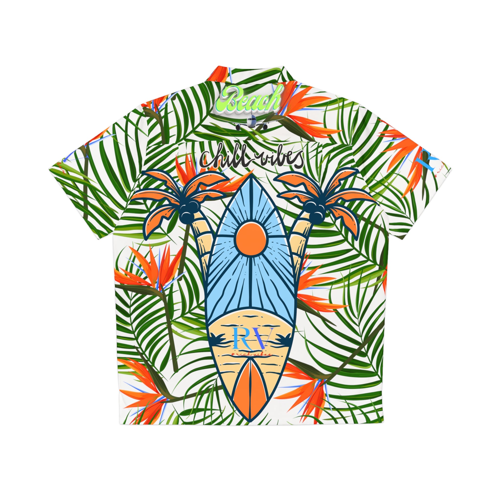 Rich Vibes Tropical RV Golfer's Love Chill Vibes - Men's Hawaiian Shirt (AOP)White