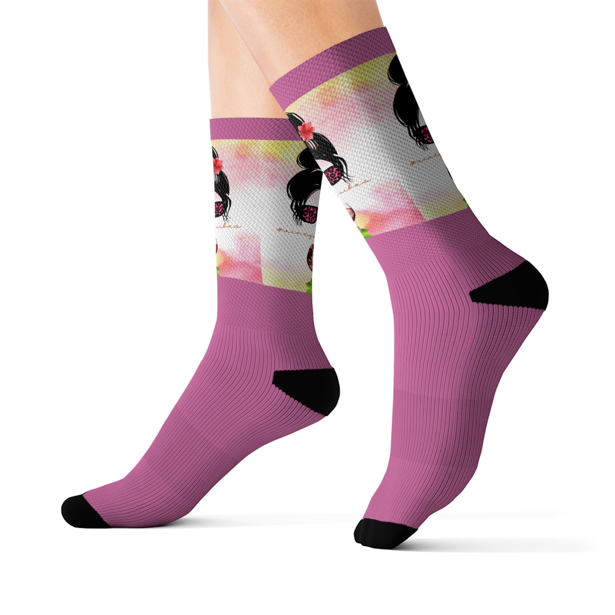 Vineyard Vibes Pink Water Colors Light Pink - Sublimation Socks