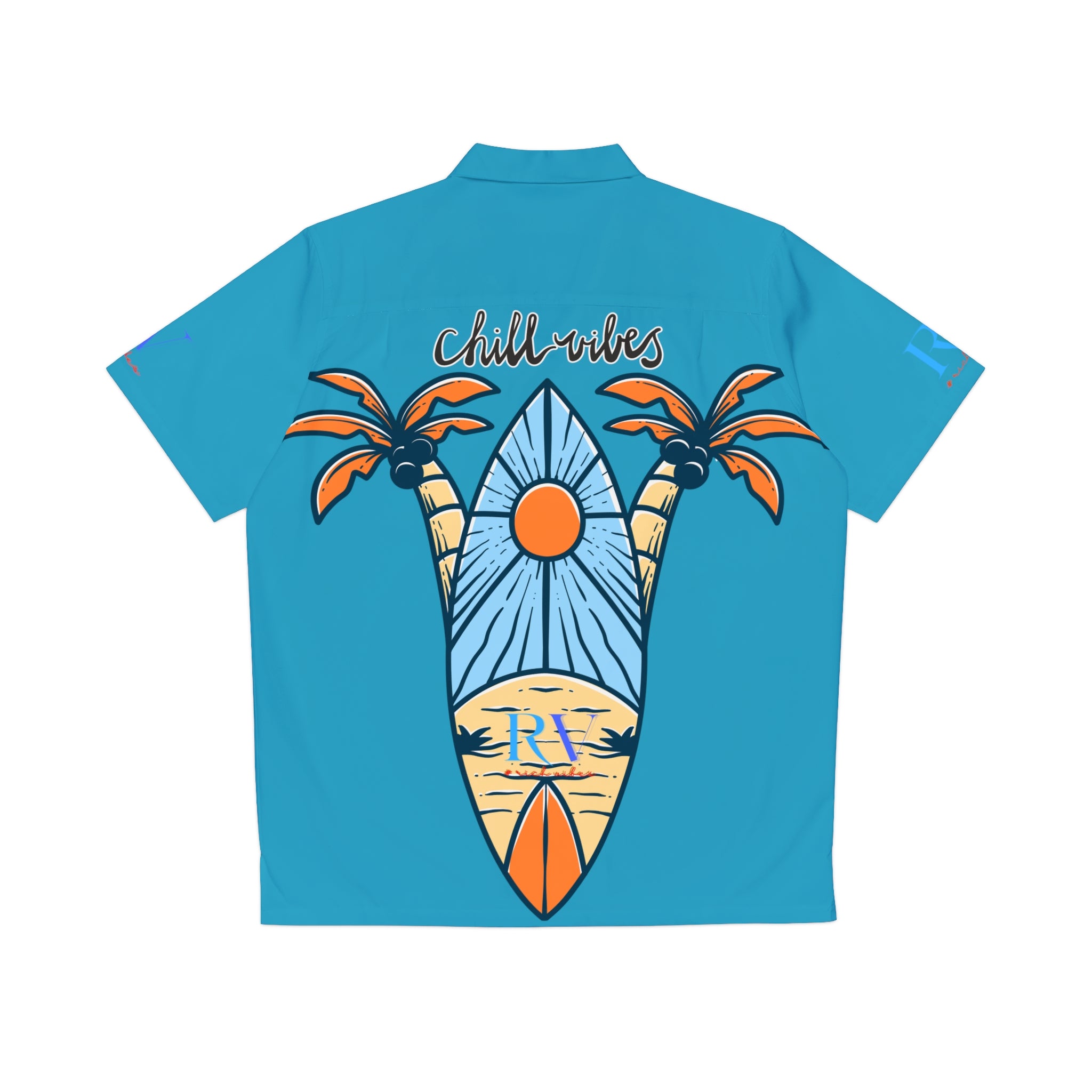 Rich Vibes RV Golfer's Love Chill Vibes - Men's Hawaiian Shirt (AOP)Turquoise