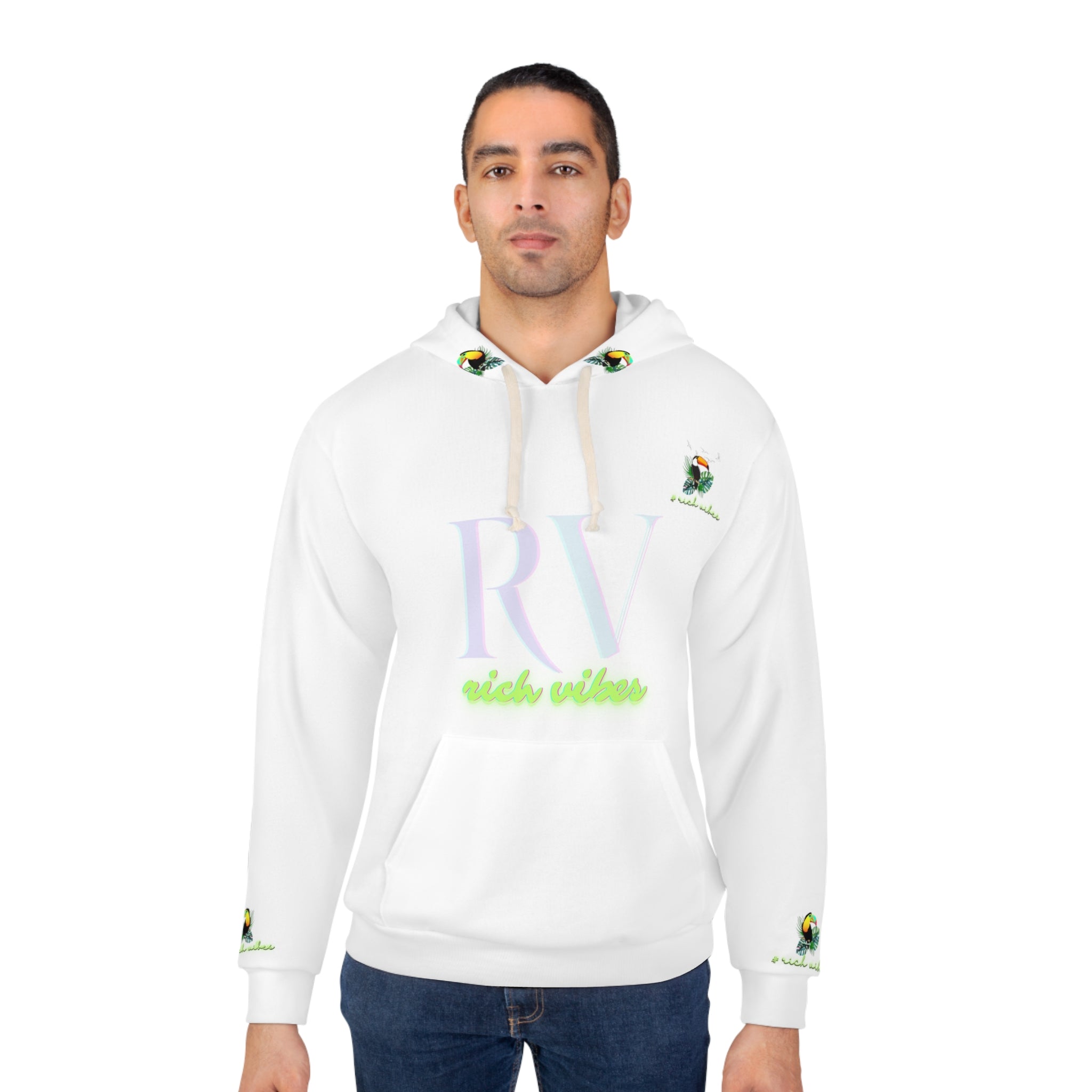 Rich Vibes White Volt RR Tropical Jungle Tiger 1.0 - Unisex Pullover Hoodie (AOP)