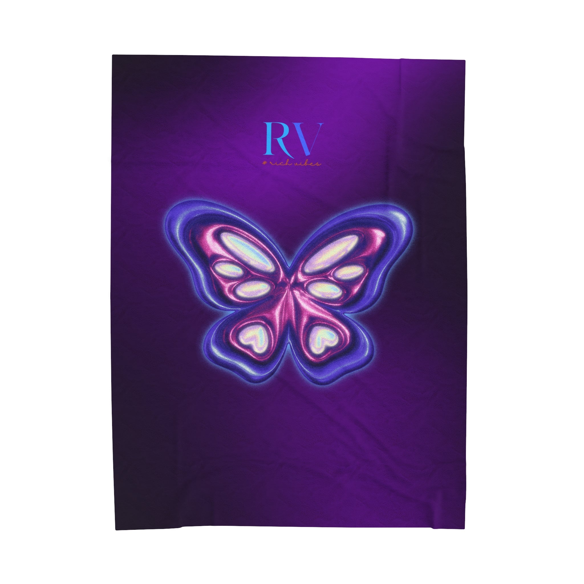 RV Rich Vibes Purple ButterFly  - Velveteen Plush Blanket