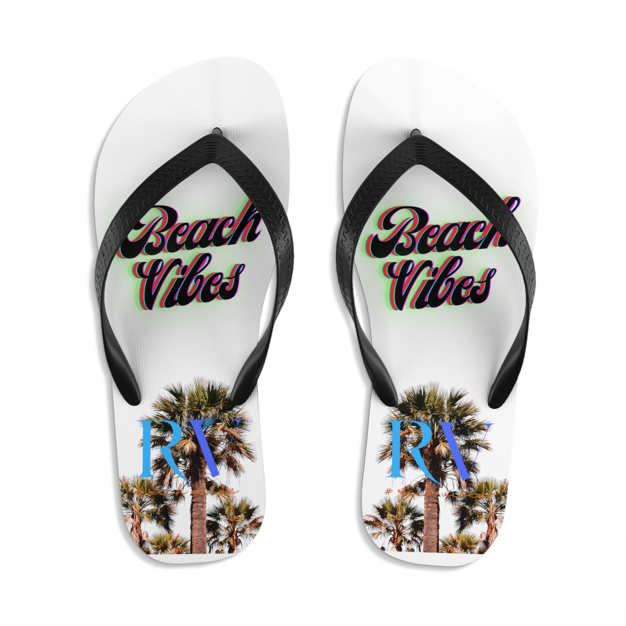 Rich Vibes RV Palm Tree Beach Vibes - Unisex Flip-Flops - L
