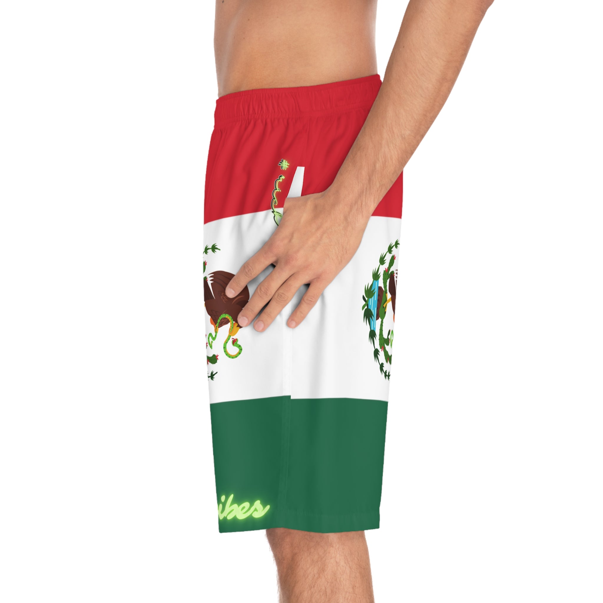 Rich Vibes RR Volt Mexican Flag Tiger Shield 2.0 - Men's Board Shorts (AOP)