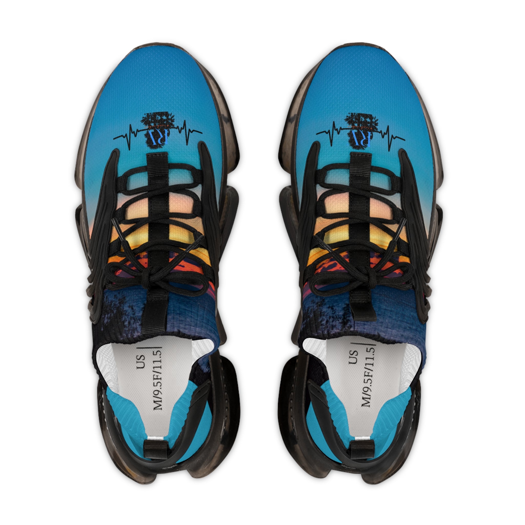 RV5 Black Turquoise Summer Sunset Beach - Men's Mesh Sneakers