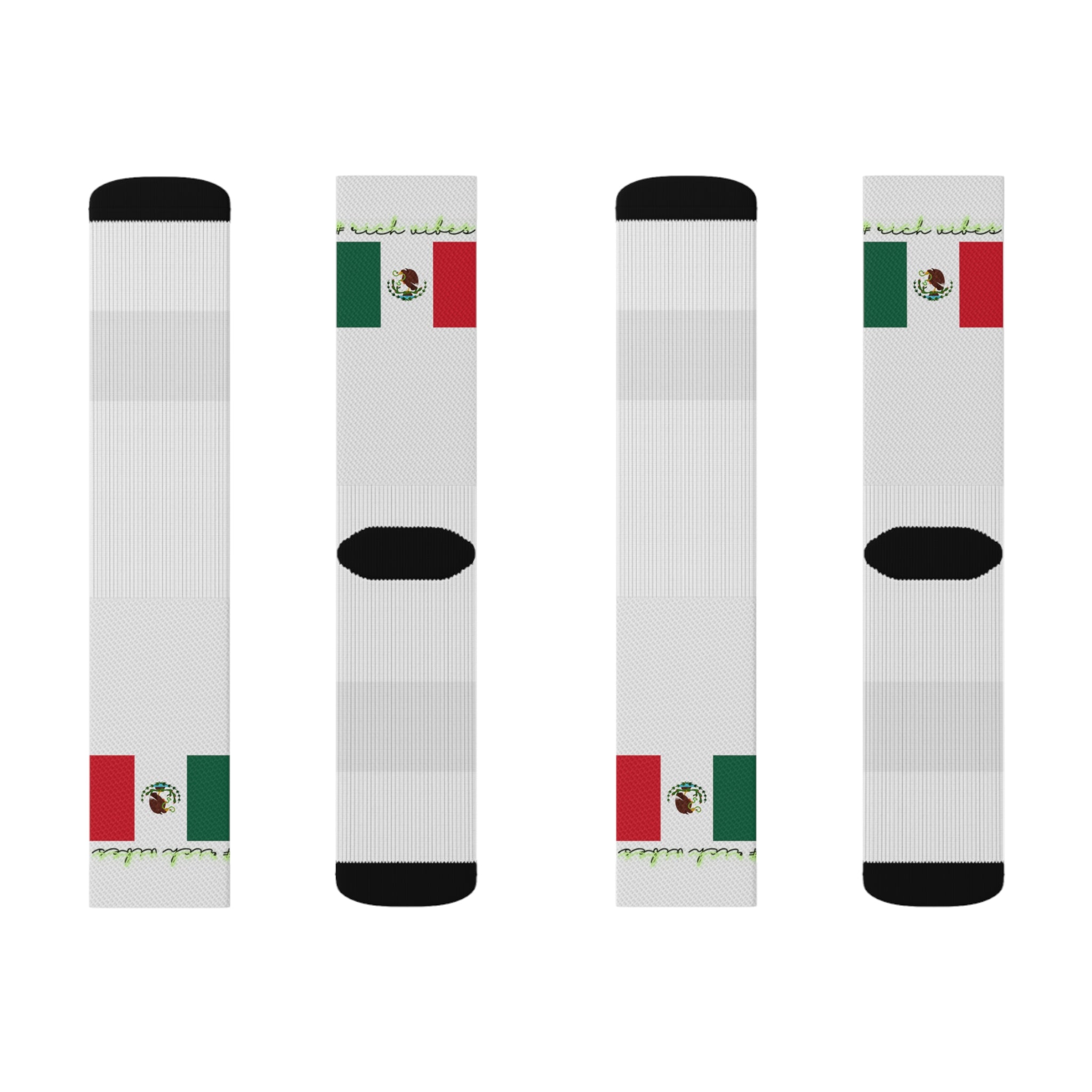 Rich Vibes Volt Mexican Flag White - Sublimation Socks