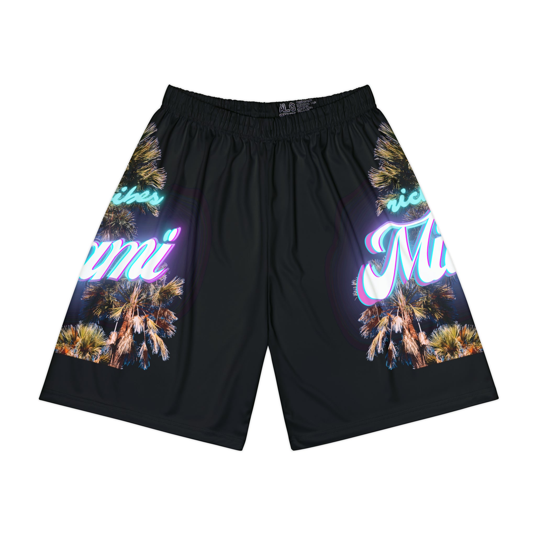 RV Rich Drip Miami Palm Tree Silhouette - Men’s Sports Shorts (AOP) Black