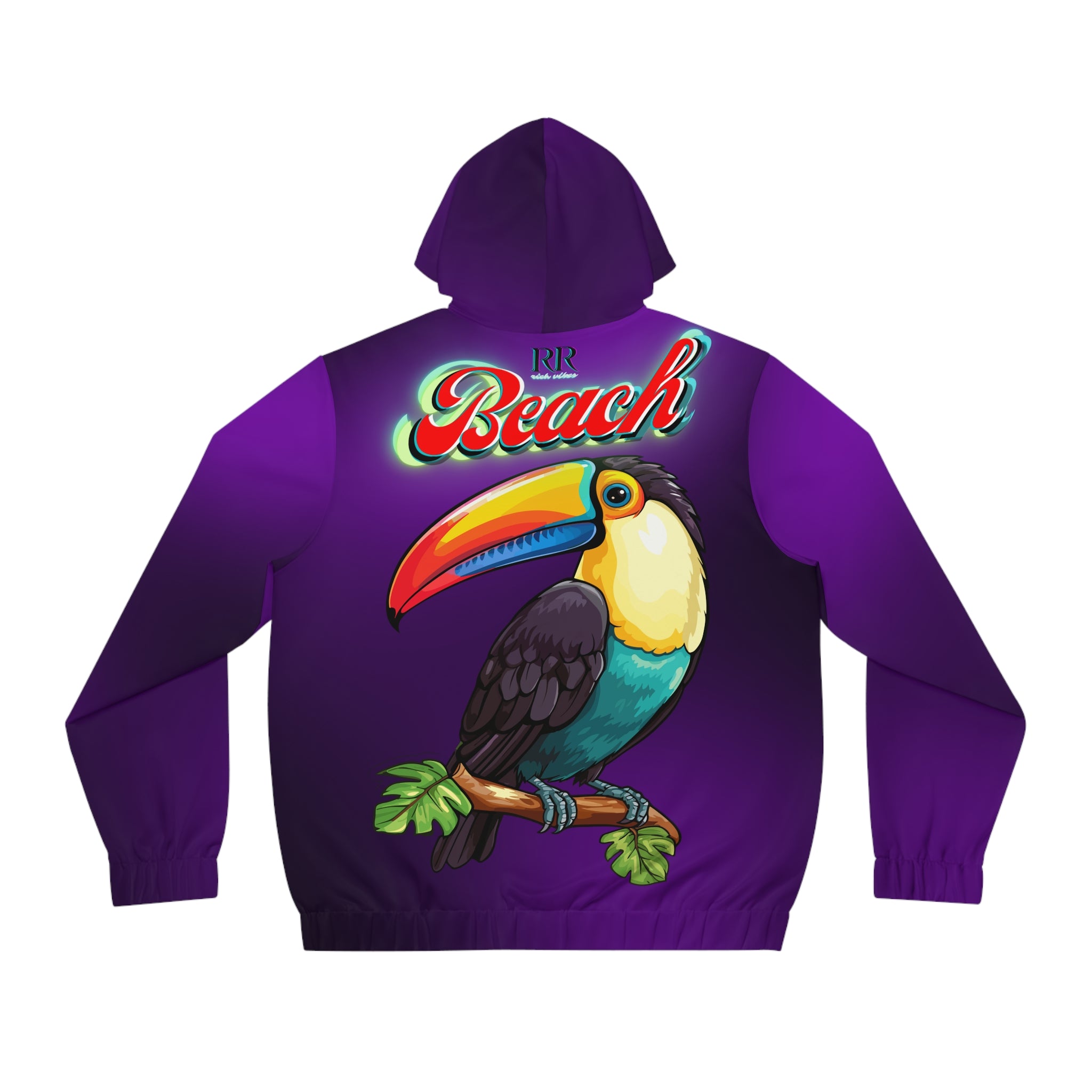 Rich Vibes RR Volt Red Tropical Beach Bird 1.5 - Men's Full-Zip Hoodie (AOP)