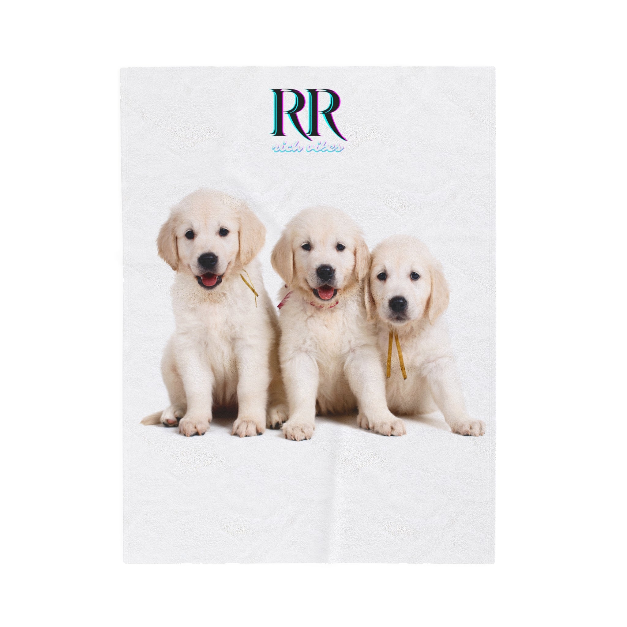 Rich Vibes RR Three White Retriever Pups - Velveteen Plush Blanket White