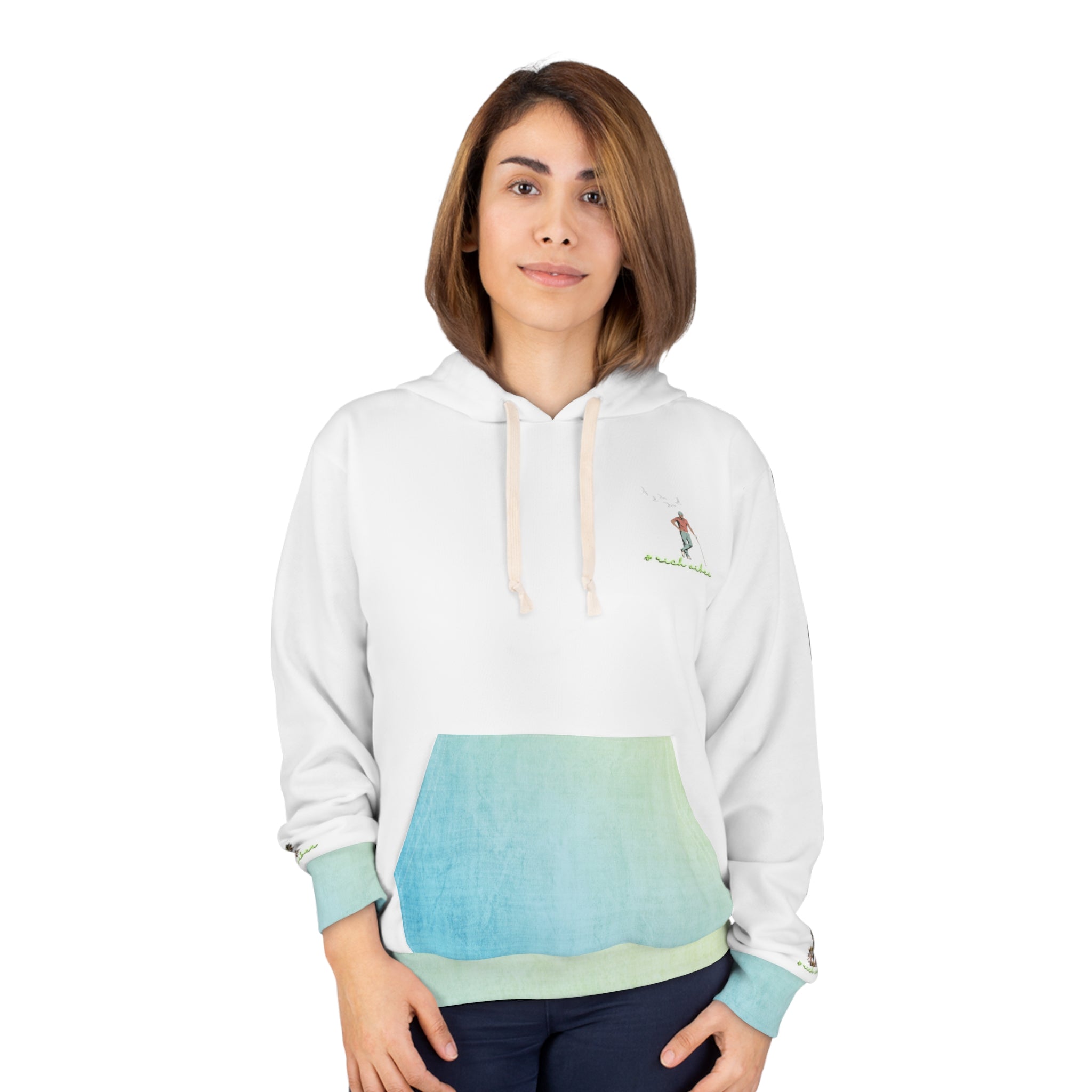 Rich Vibes Blueberry Lemonade White Colorful Palm Trees Volt Golf Pro 1.5 - Unisex Pullover Hoodie (AOP)
