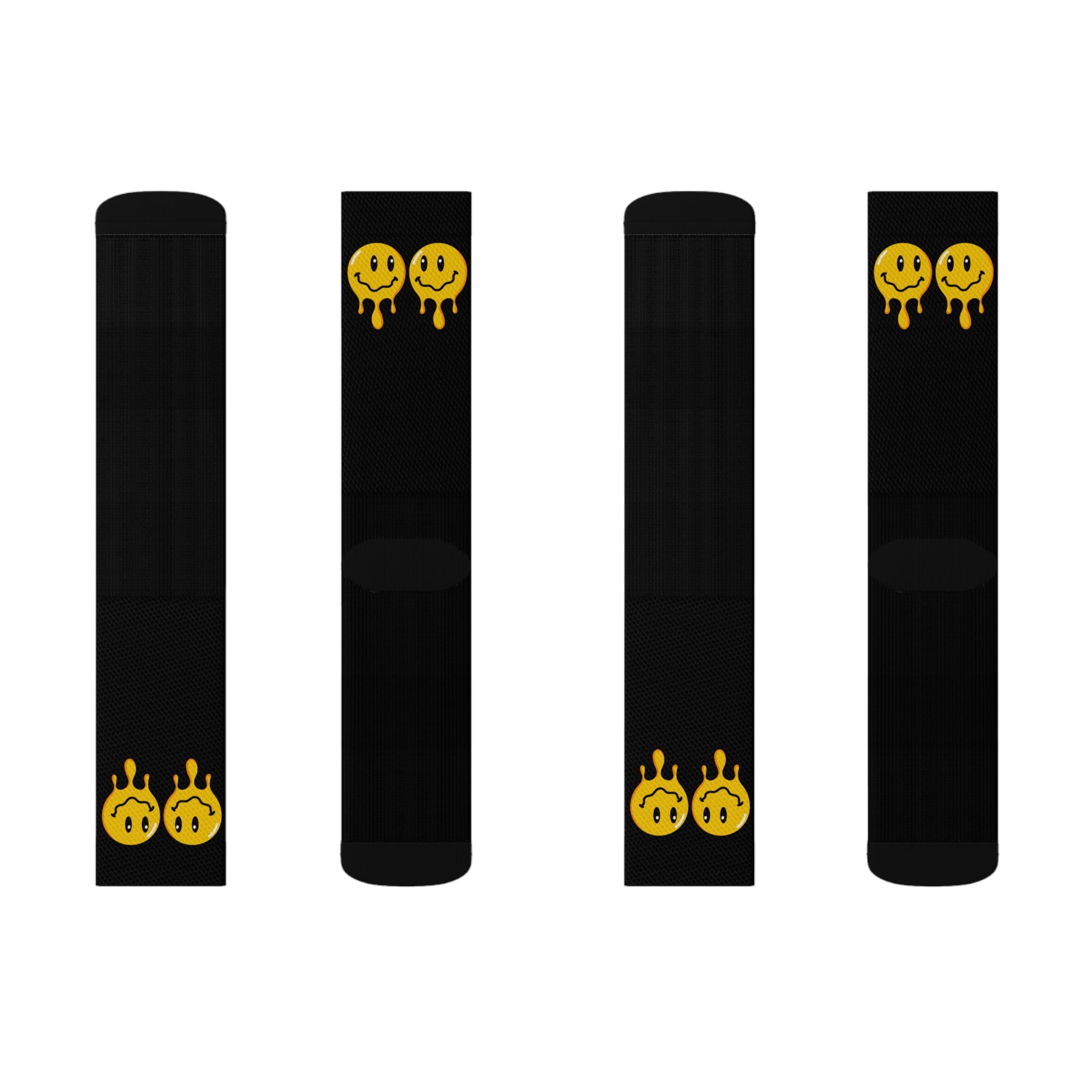 Rich Drip Drippy Smiley Face - Sublimation Socks Black