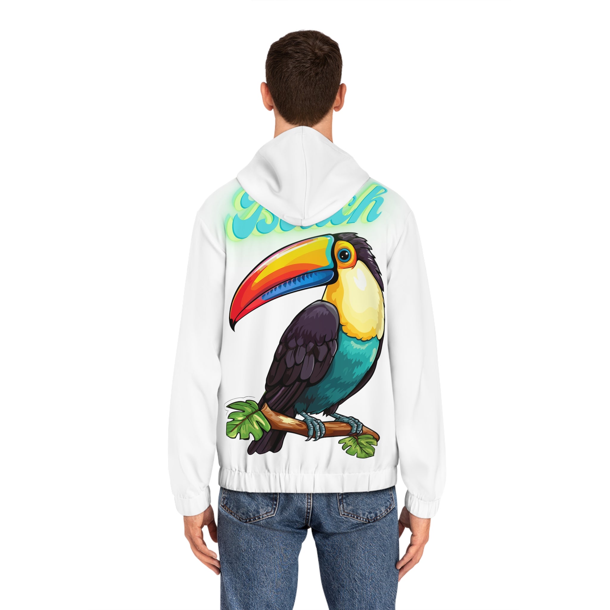 Rich Vibes RR Volt White Tropical Beach Bird 1.5 - Men's Full-Zip Hoodie (AOP)