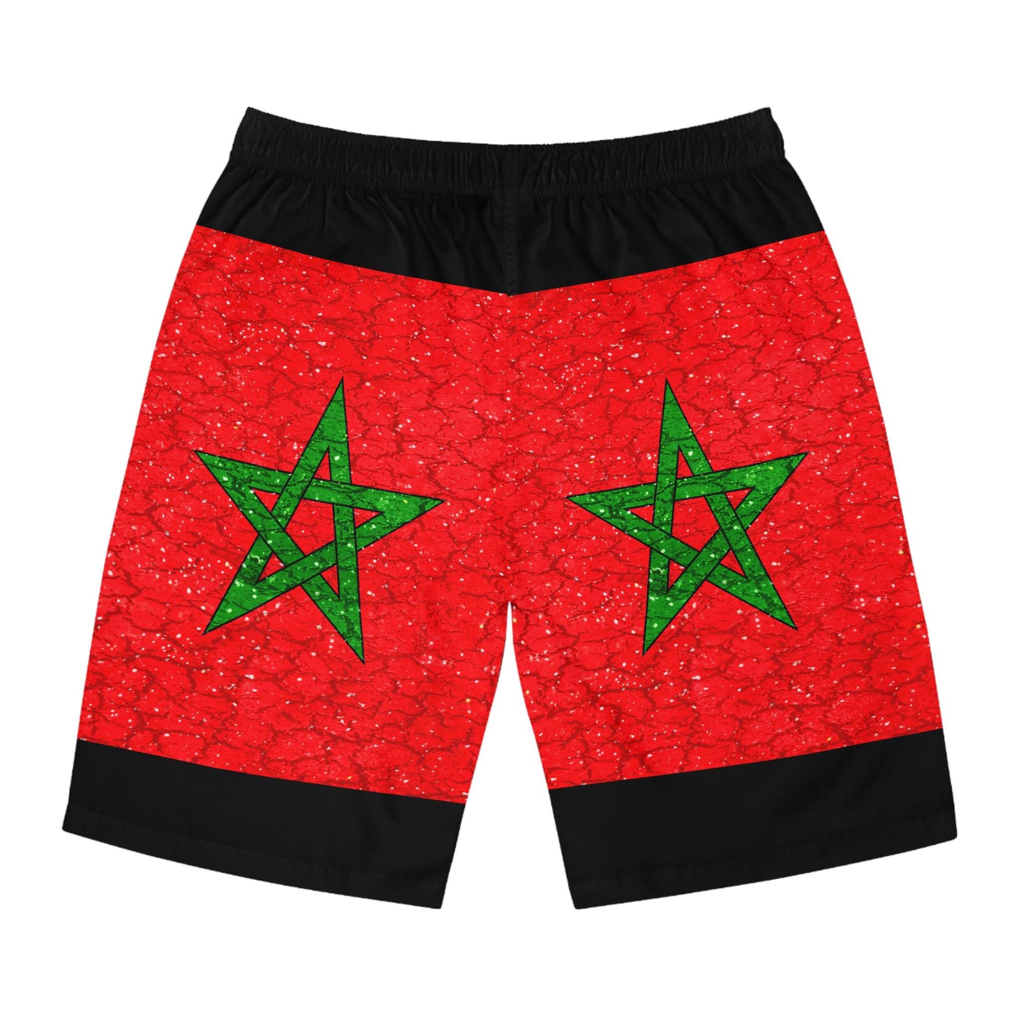 Rich Vibes RR Volt Moroco Grunge Flag Tiger Shield 1.0 Black - Men's Board Shorts (AOP)