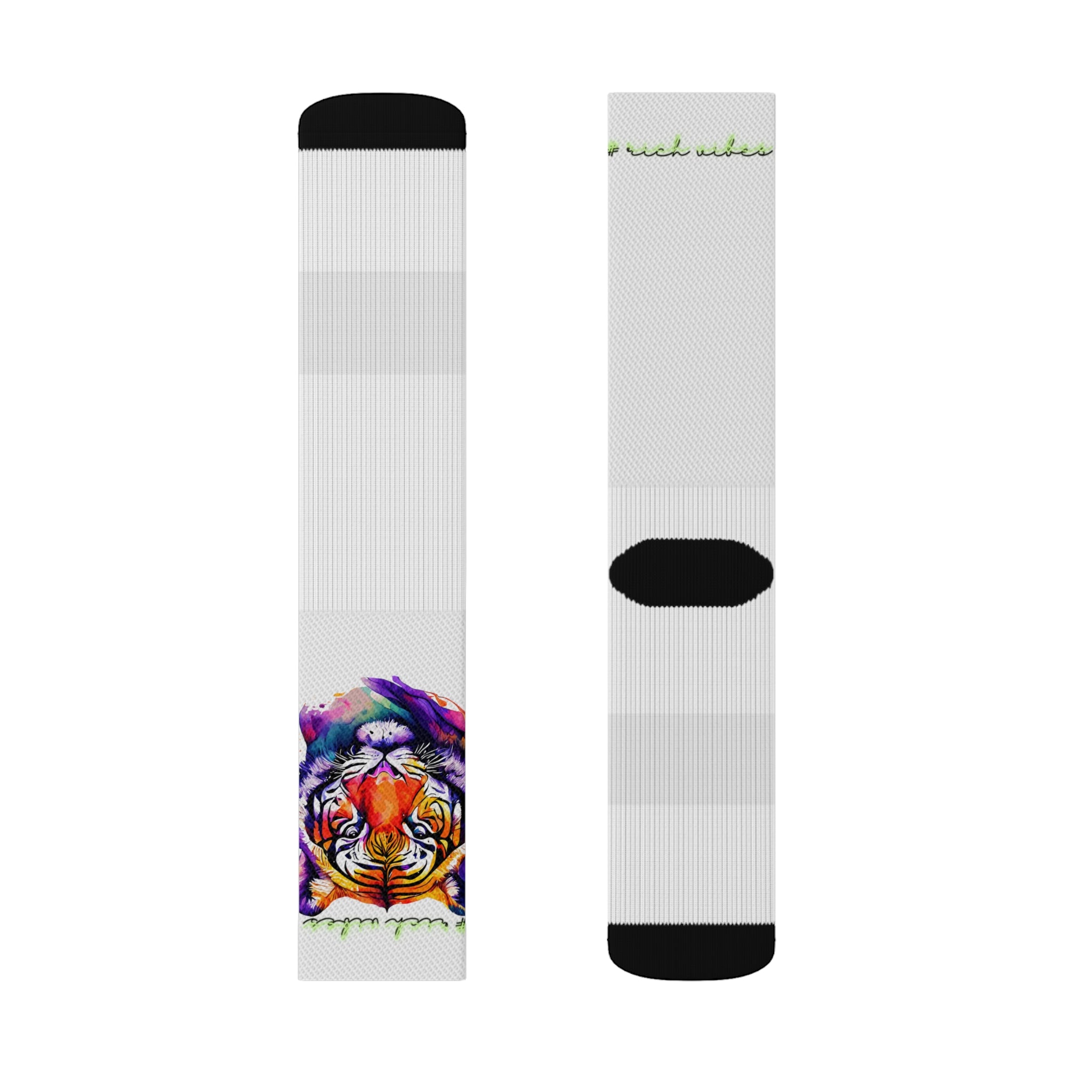 Rich Vibes Volt Tropical Jungle Tiger - Sublimation Socks White
