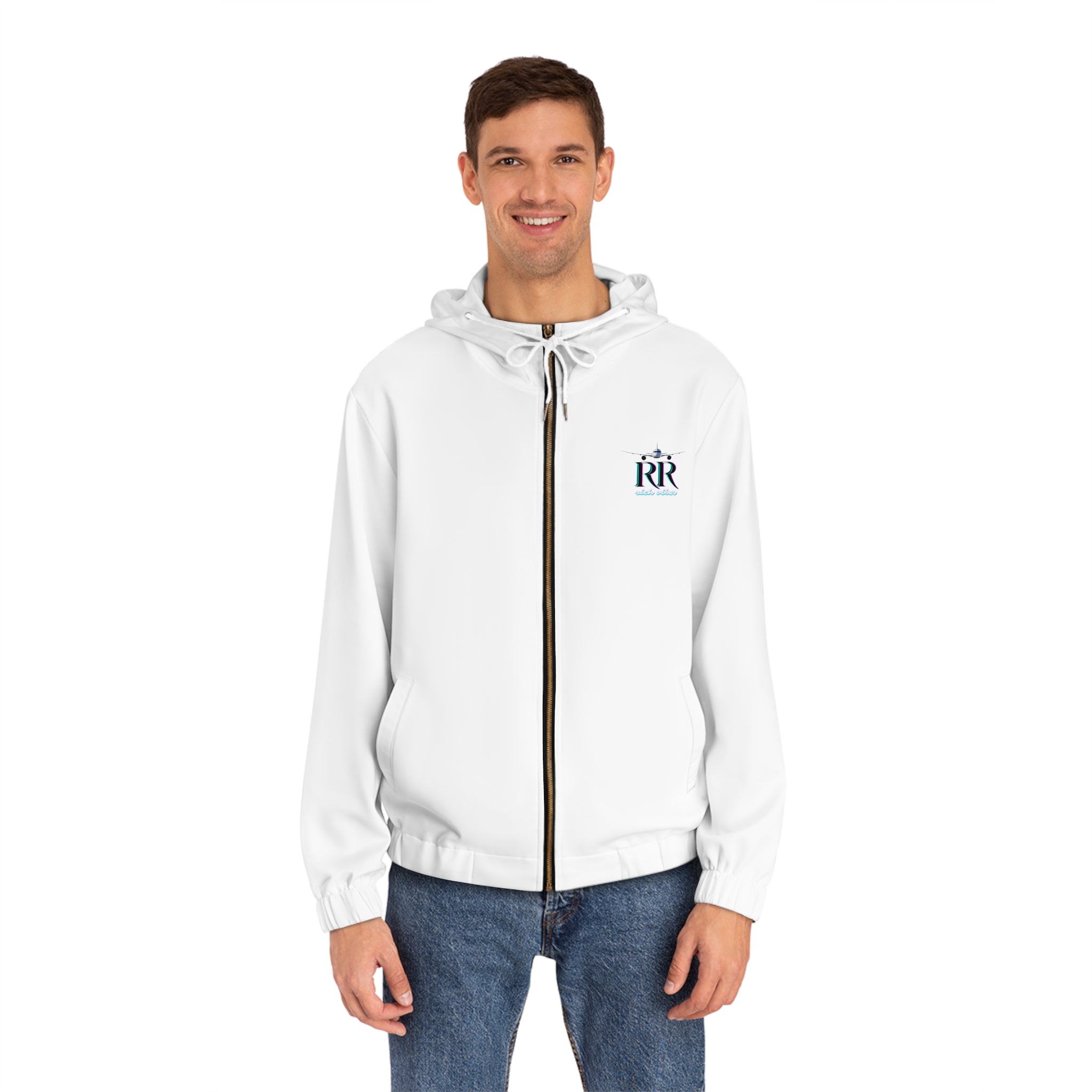 Rich Vibes RR Volt White Tropical Beach Bird 1.5 - Men's Full-Zip Hoodie (AOP)