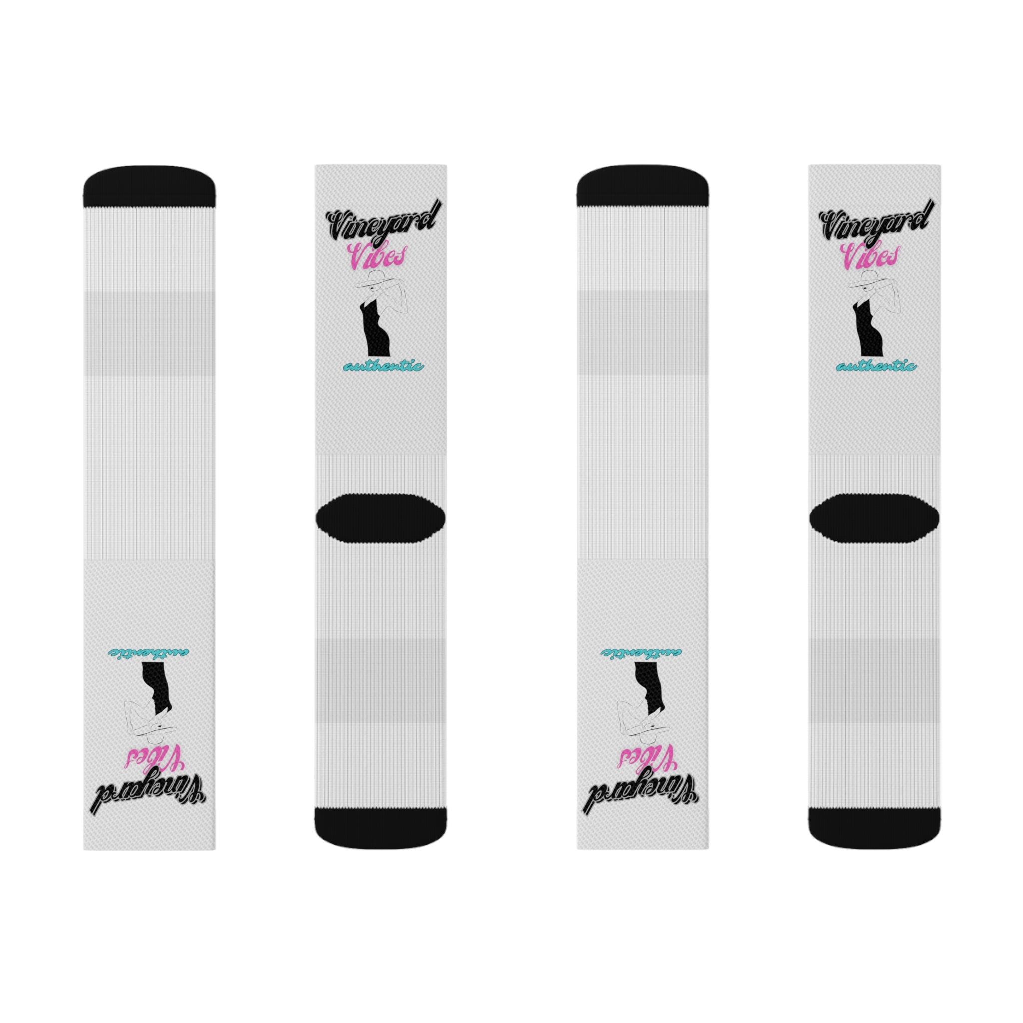 Vineyard Vibes Pink Silhouette White - Sublimation Socks