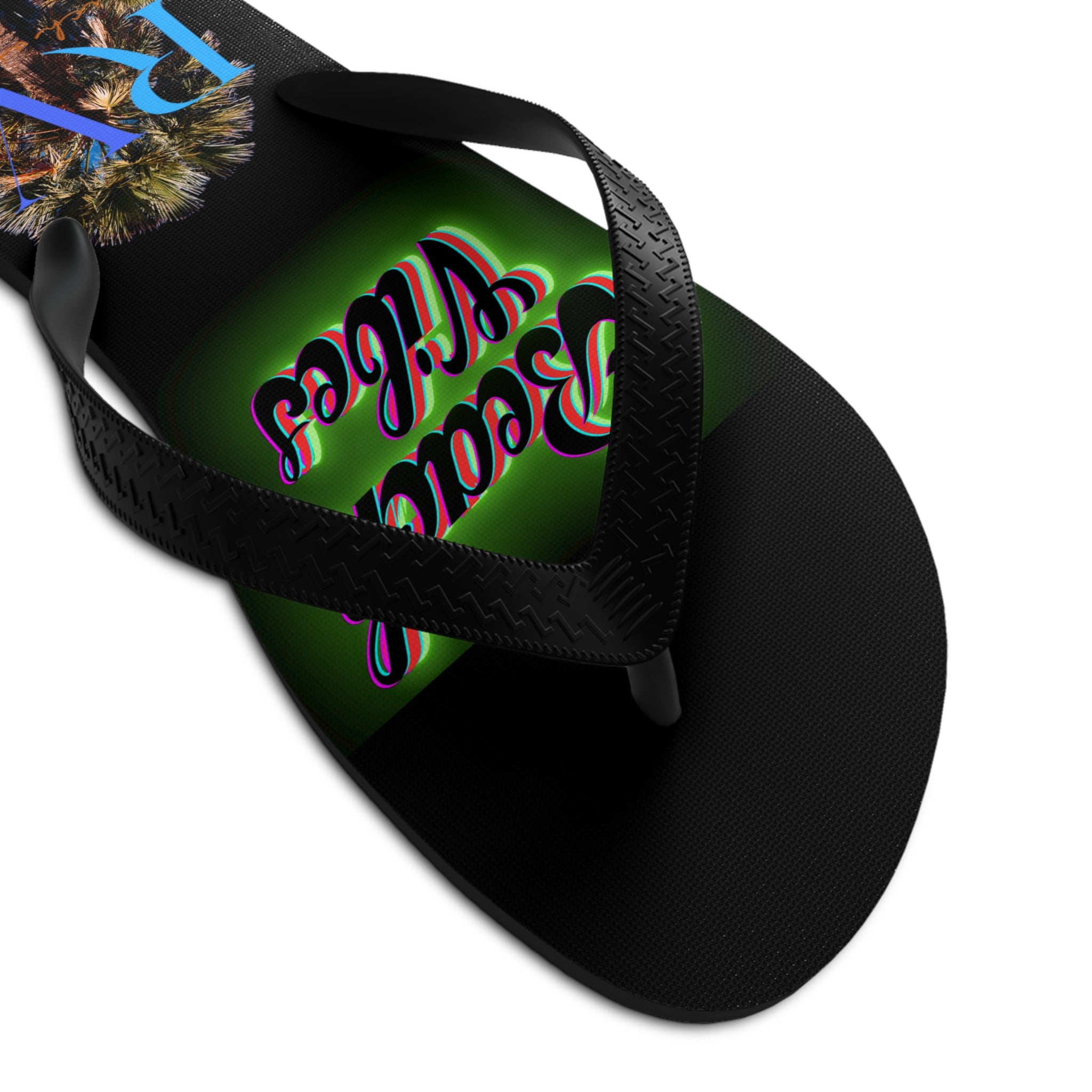 Rich Vibes RV Palm Tree Beach Vibes - Unisex Flip-Flops - L