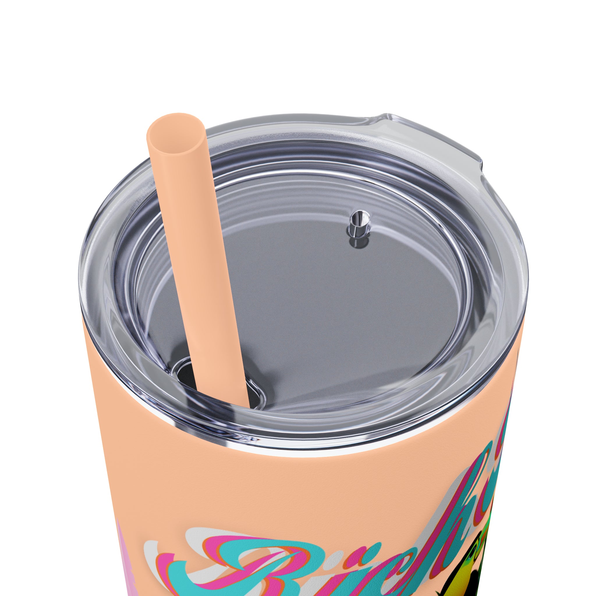 Rich Drip Tropical Pink Palm Tree - Skinny Tumbler with Straw, 20oz