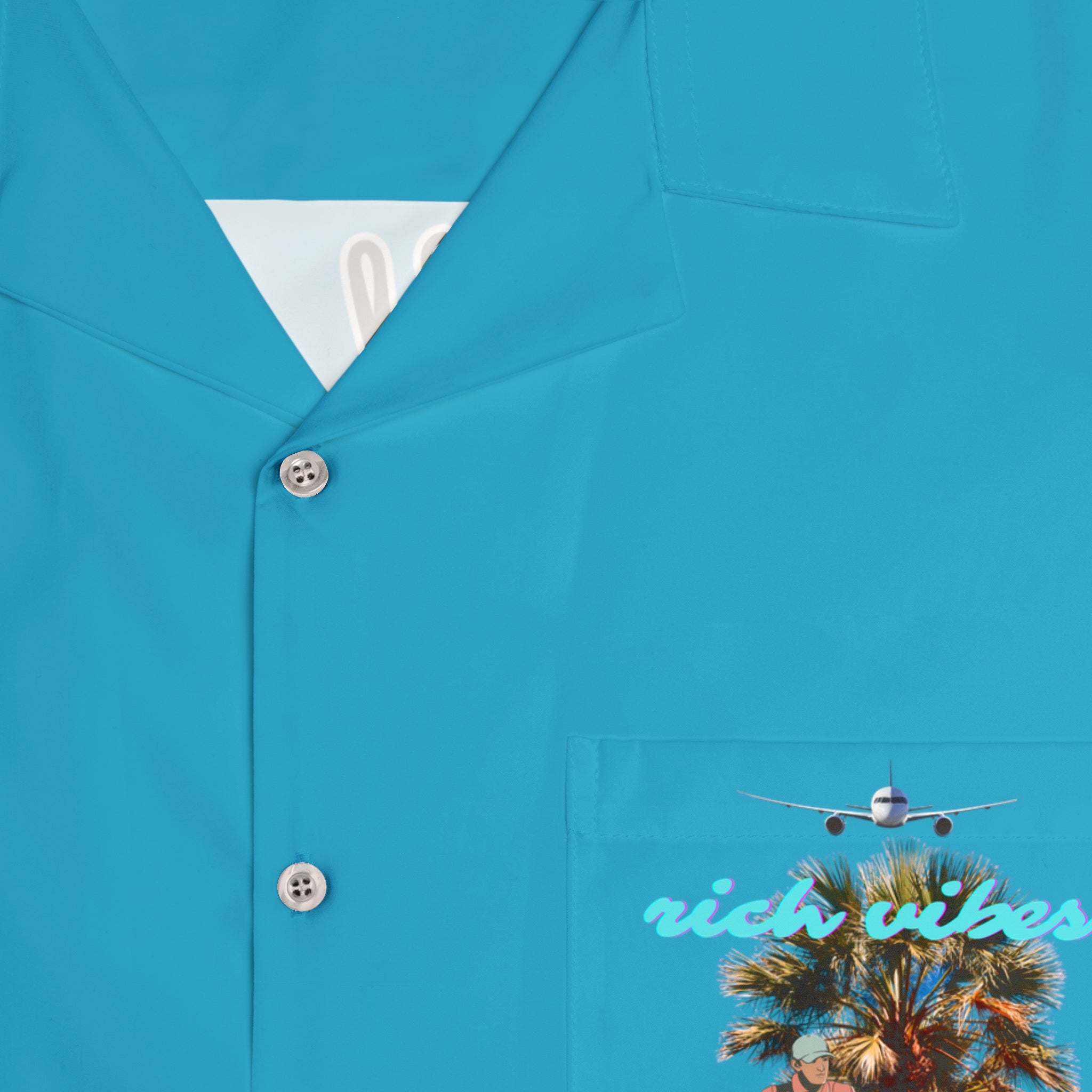 Rich Vibes RV Golfer's Palm Tree Chill Vibes - Men's Hawaiian Shirt (AOP)Turquoise