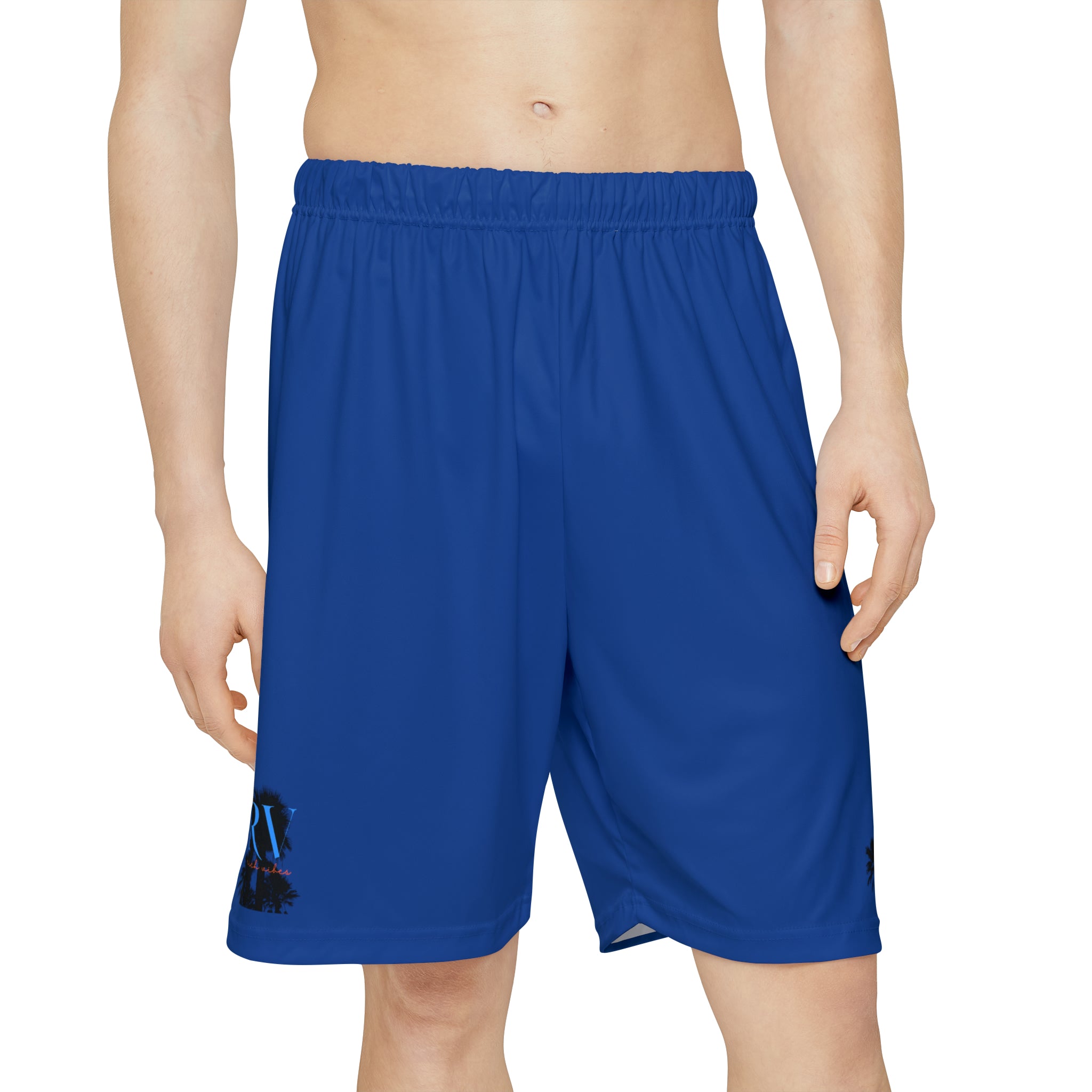 Rich Vibes RV Palm Tree Silhouette Men’s Sports Shorts (AOP) Royal Blue