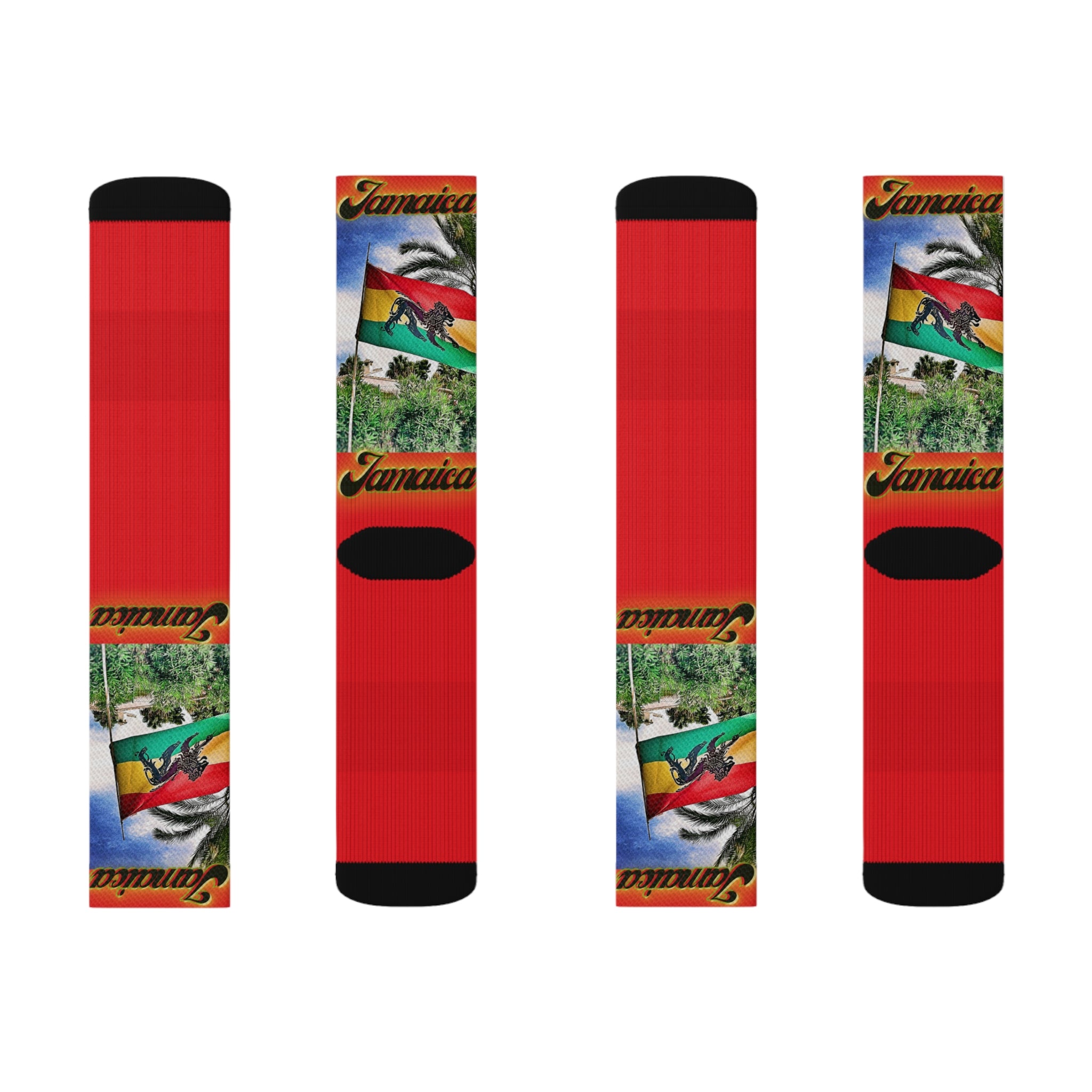 Lion Of Judah Jamaica Flag - Red Sublimation Socks