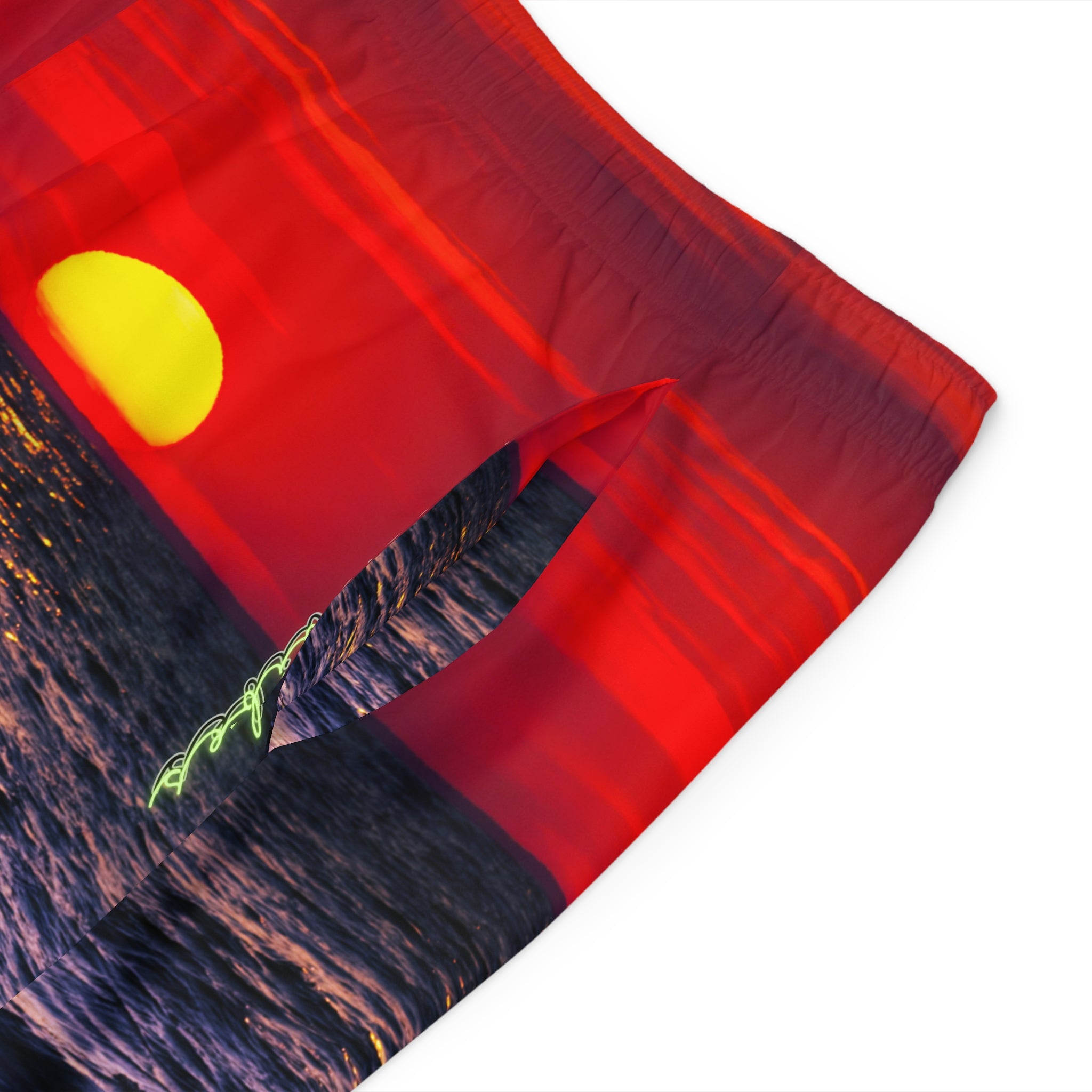 Rich Vibes RR Volt Red Opal Sunset Tiger Shield 2.0 - Men's Board Shorts (AOP)