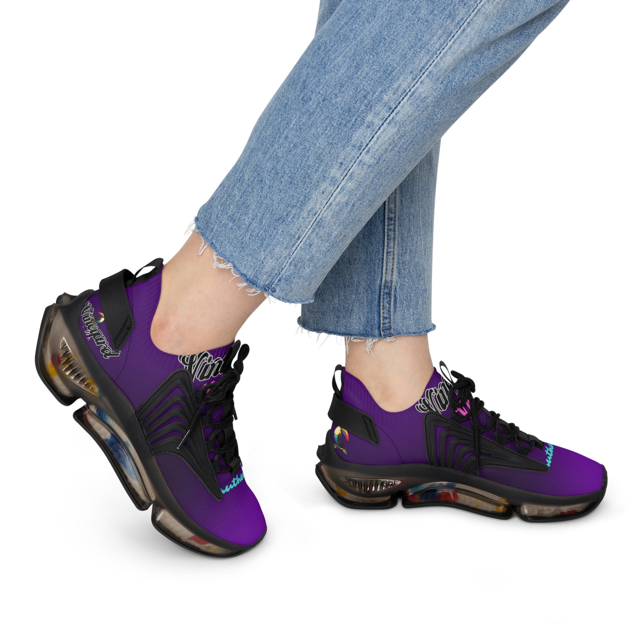 Vineyard Vibes Tropical Purple - Women's Mesh Sneakers