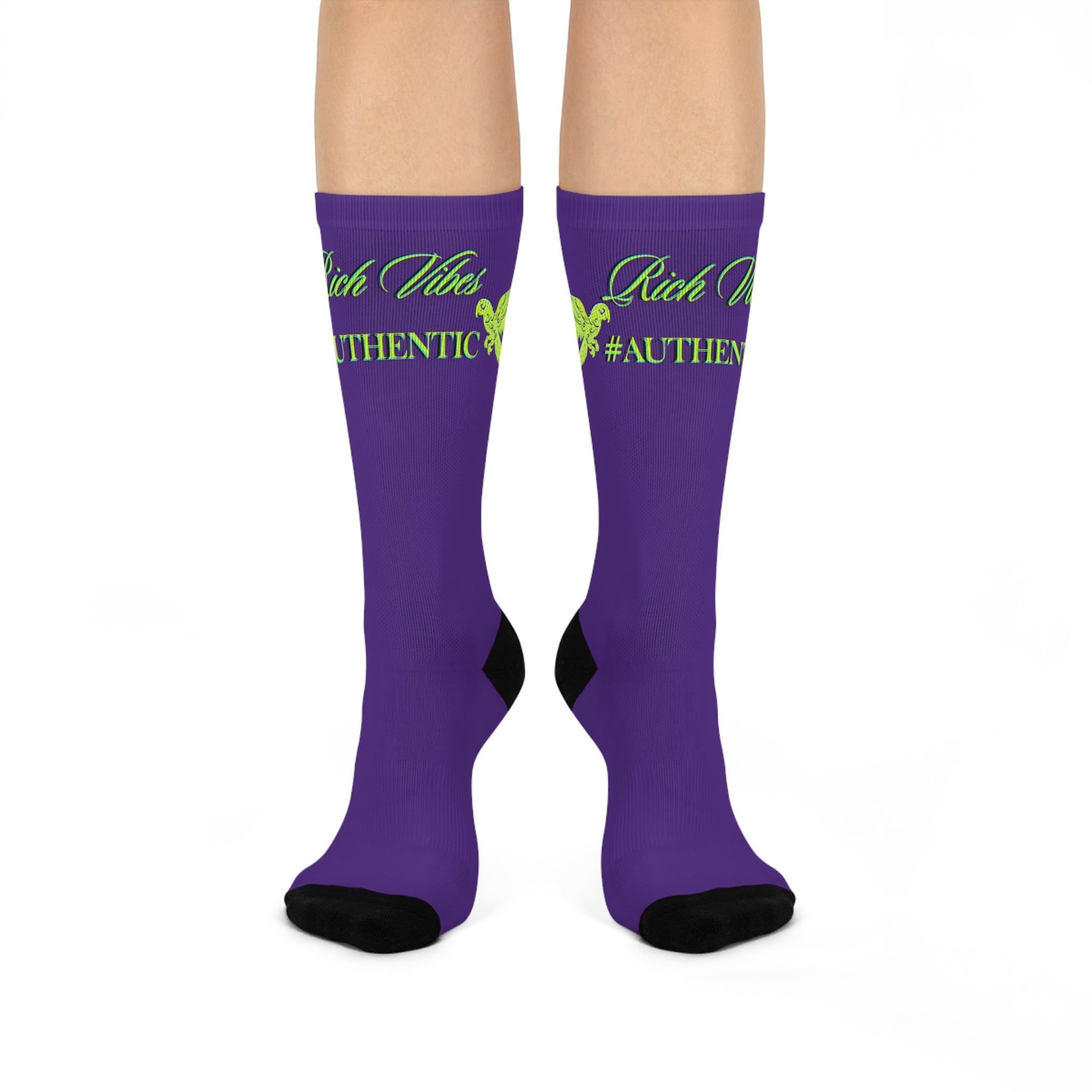 Rich Vibes Authentic Volt Parrot Logo - Cushioned Crew Socks (Purple)