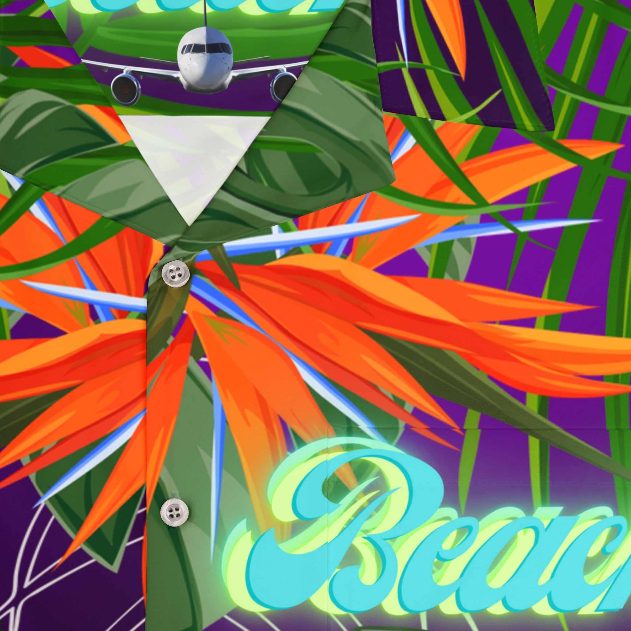 Rich Vibes Tropical Purple Jungle Tiger RV - Men's Hawaiian Shirt (AOP)White