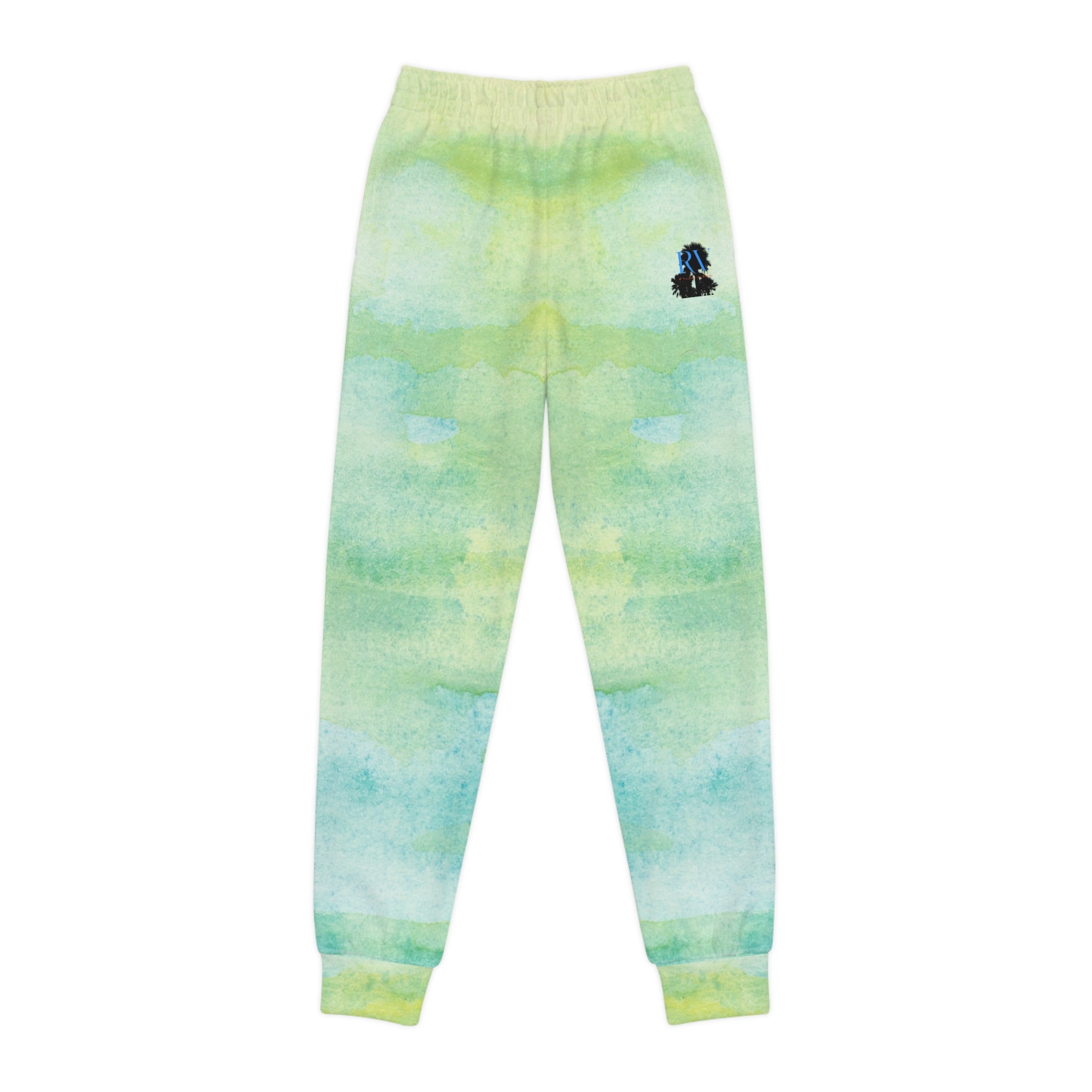 Rich Vibes RV Palm Tree Water Color Green - Youth Joggers (AOP)
