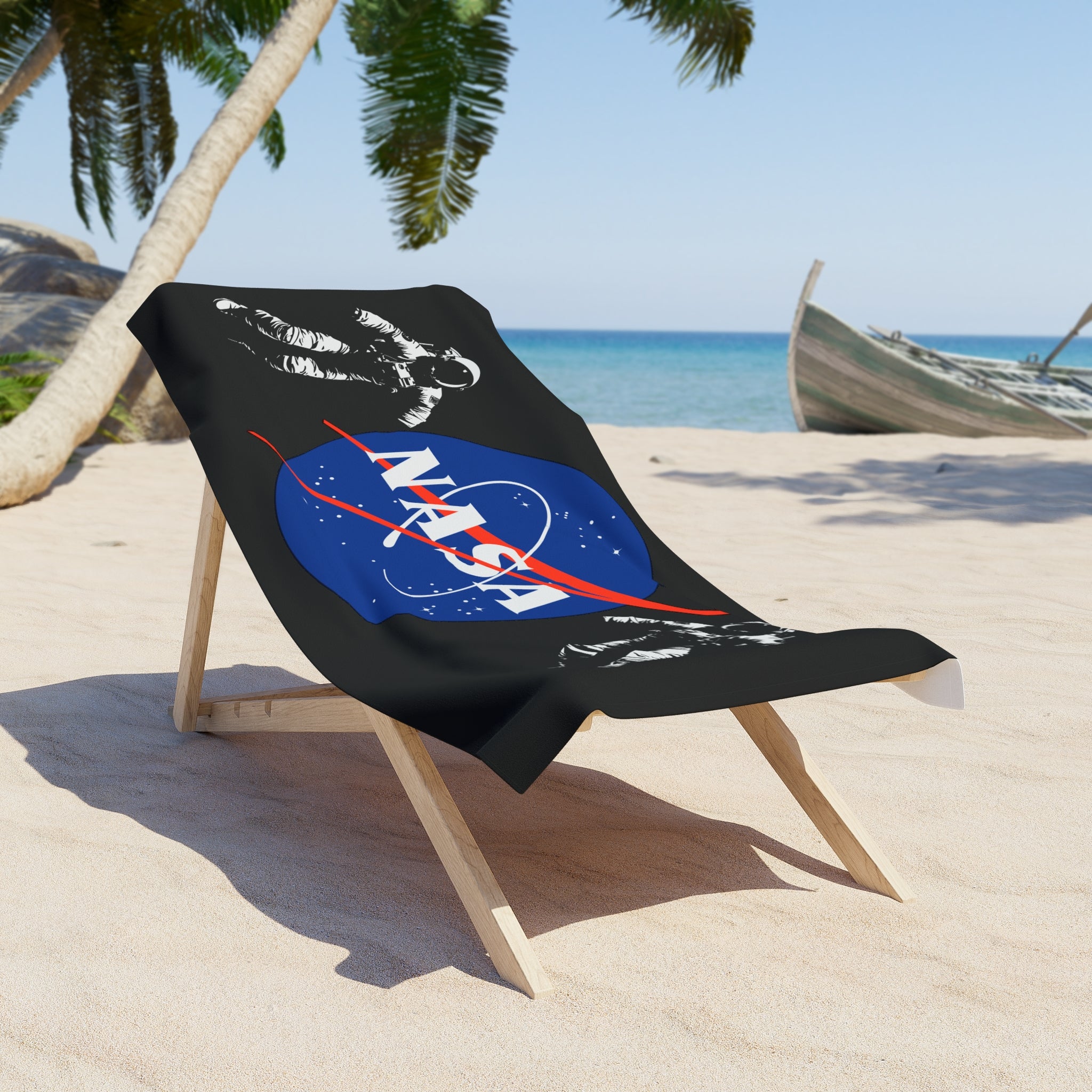 Rich Vibes NASA Global - Beach Towel - Black