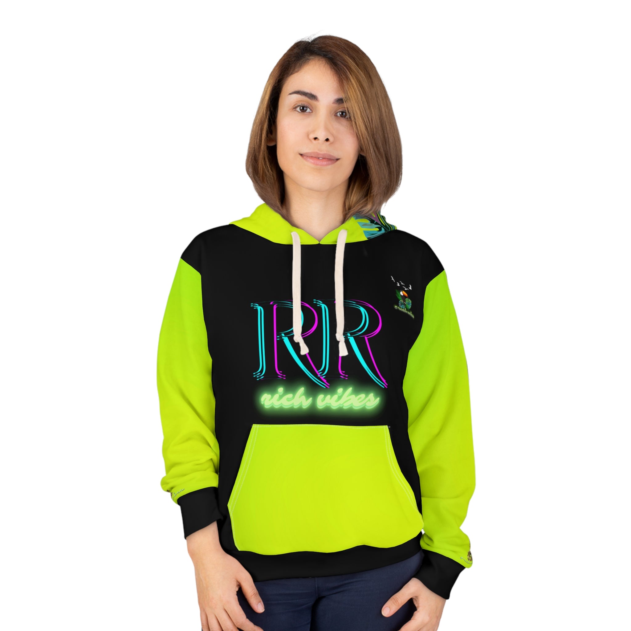 Rich Vibes Lime Green Volt RR Tropical Jungle Tiger 1.3 - Unisex Pullover Hoodie (AOP)