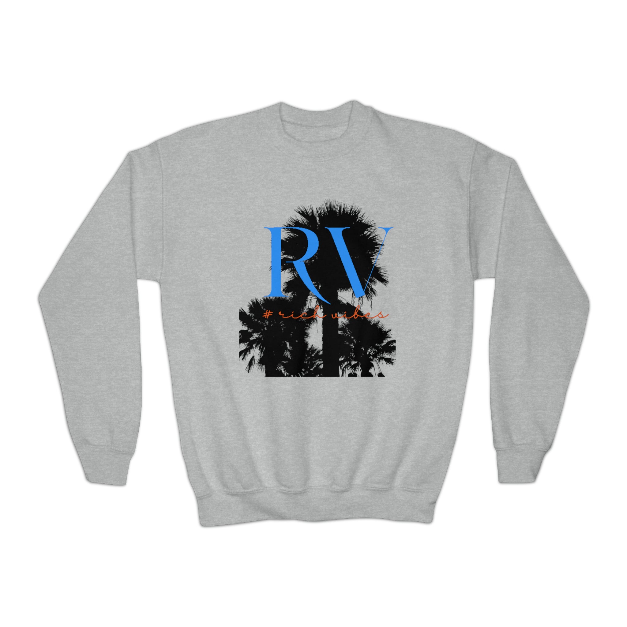 Rich Vibes RV Palm Tree - Youth Crewneck Sweatshirt
