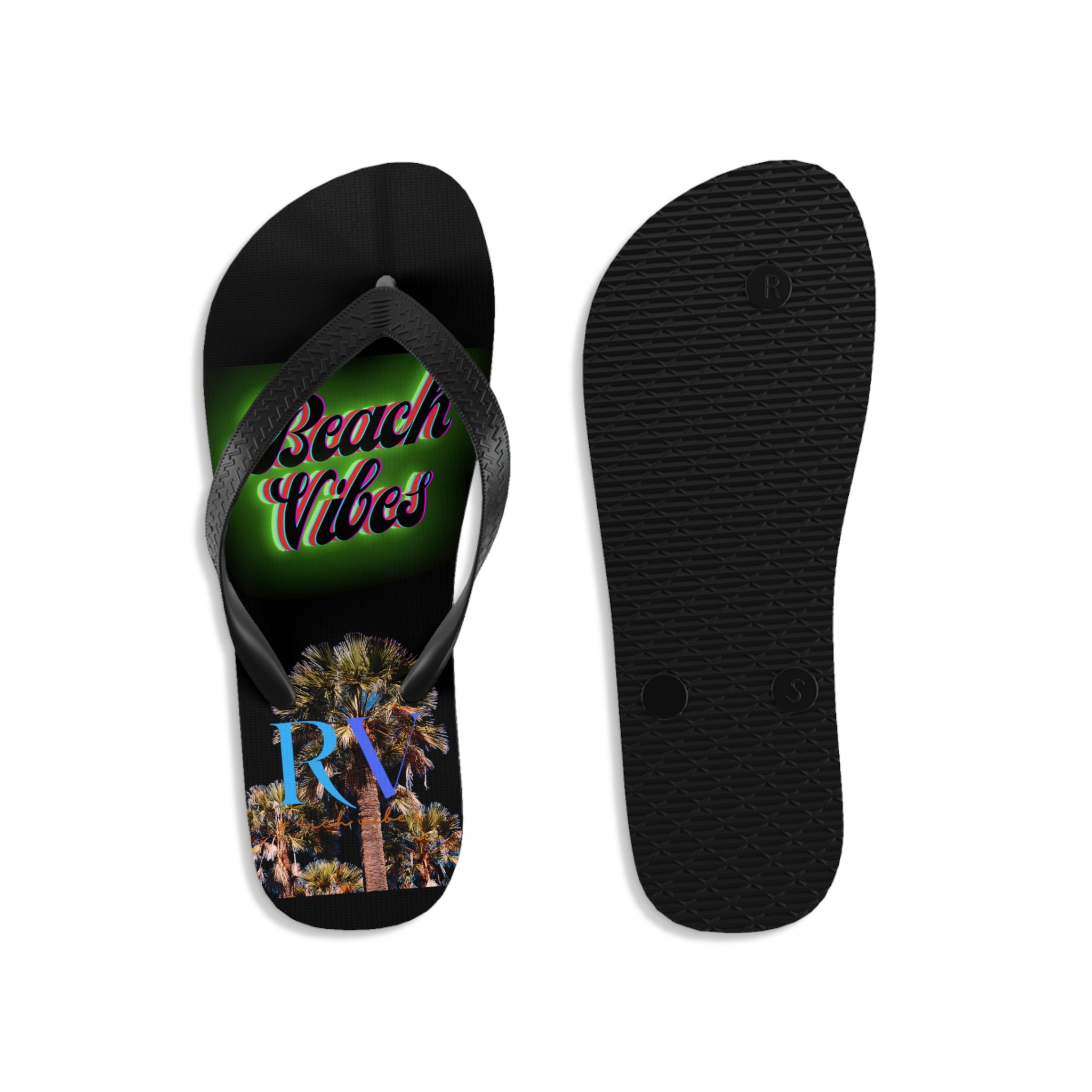 Rich Vibes RV Palm Tree Beach Vibes - Unisex Flip-Flops - S